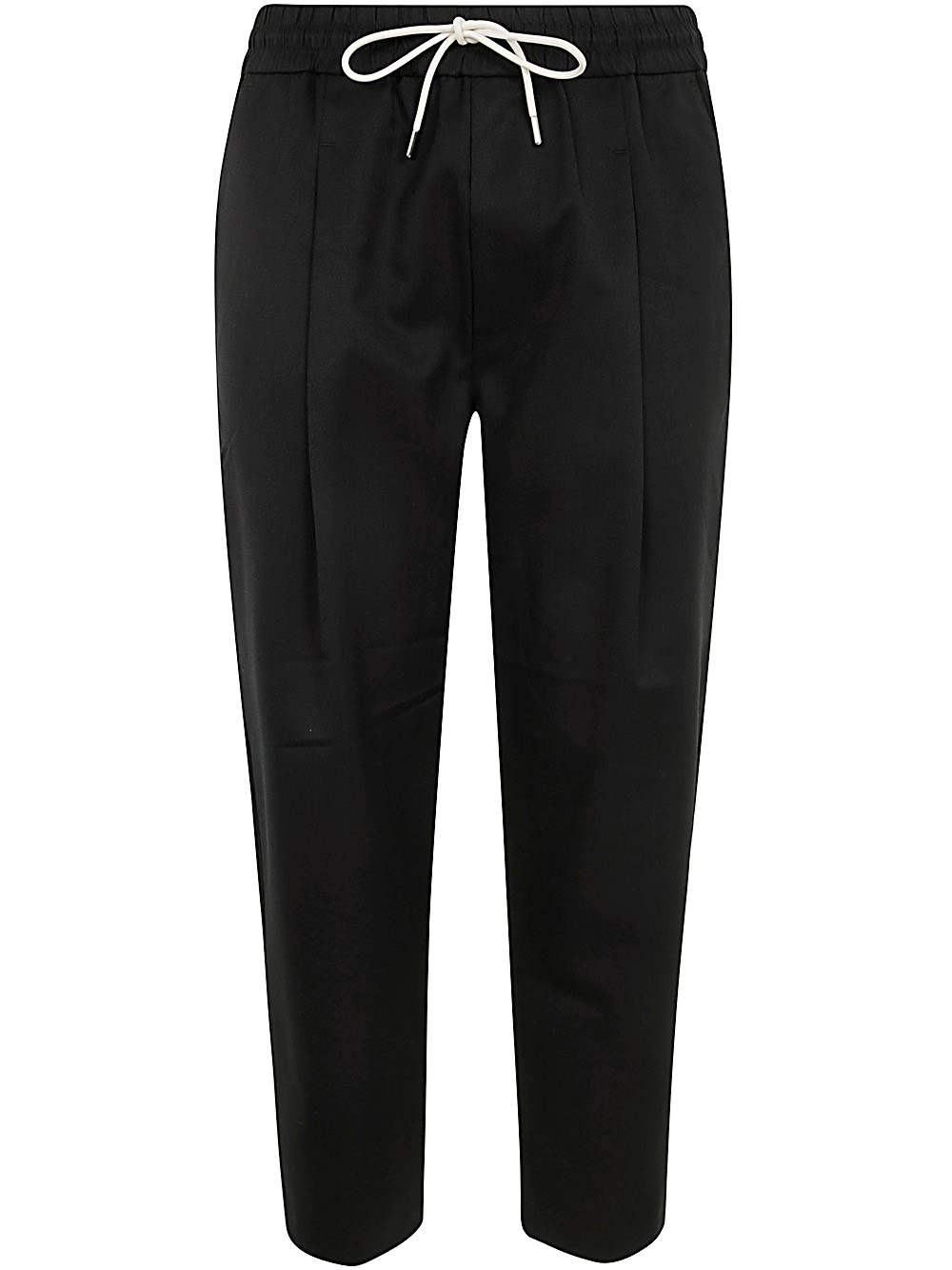 Drôle De Monsieur Black Carrot Pants With Drawstring In Wool Blend Man In Black  