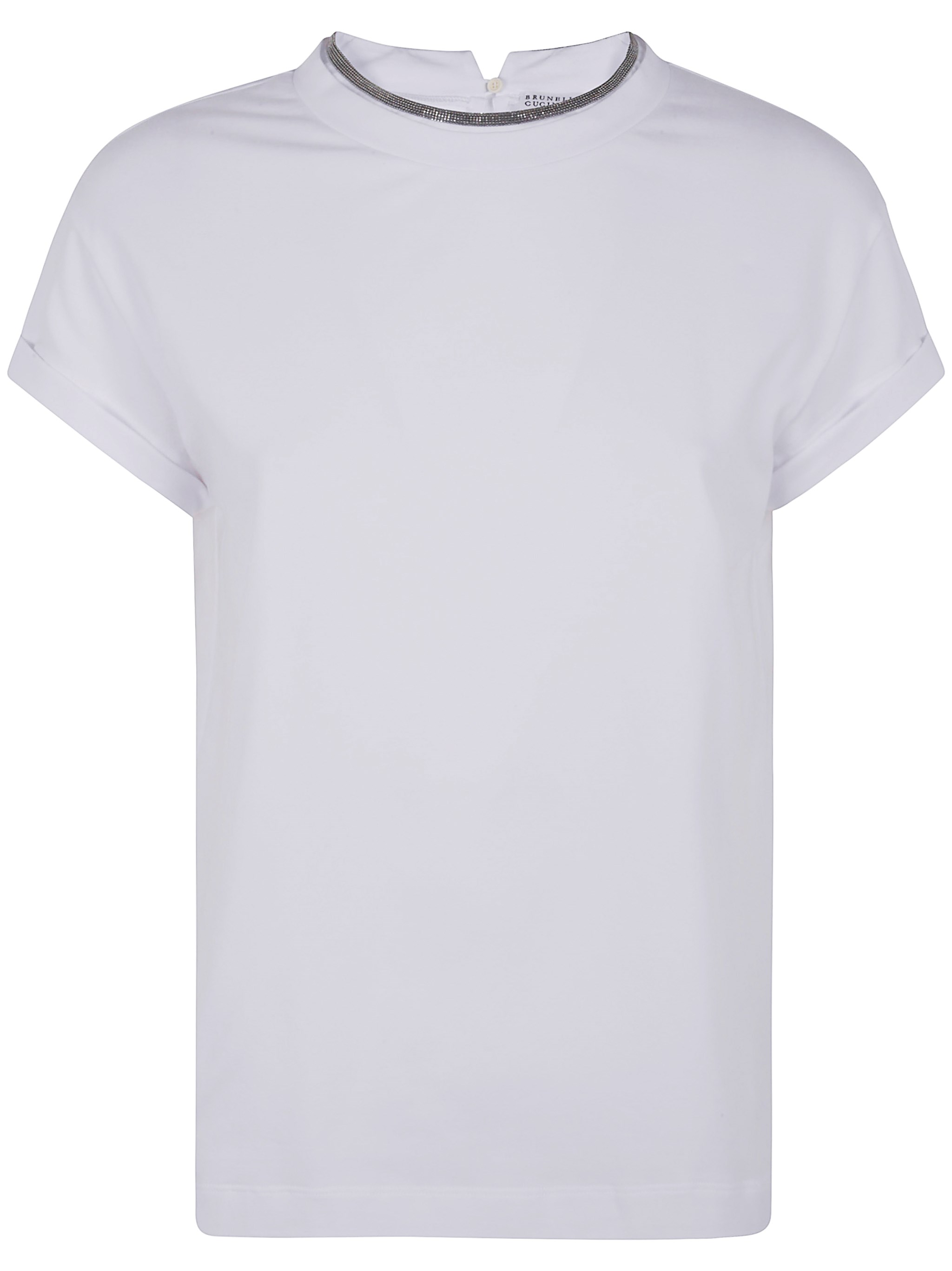Brunello Cucinelli Cotton Crewneck Short Sleeve T-shirt In White