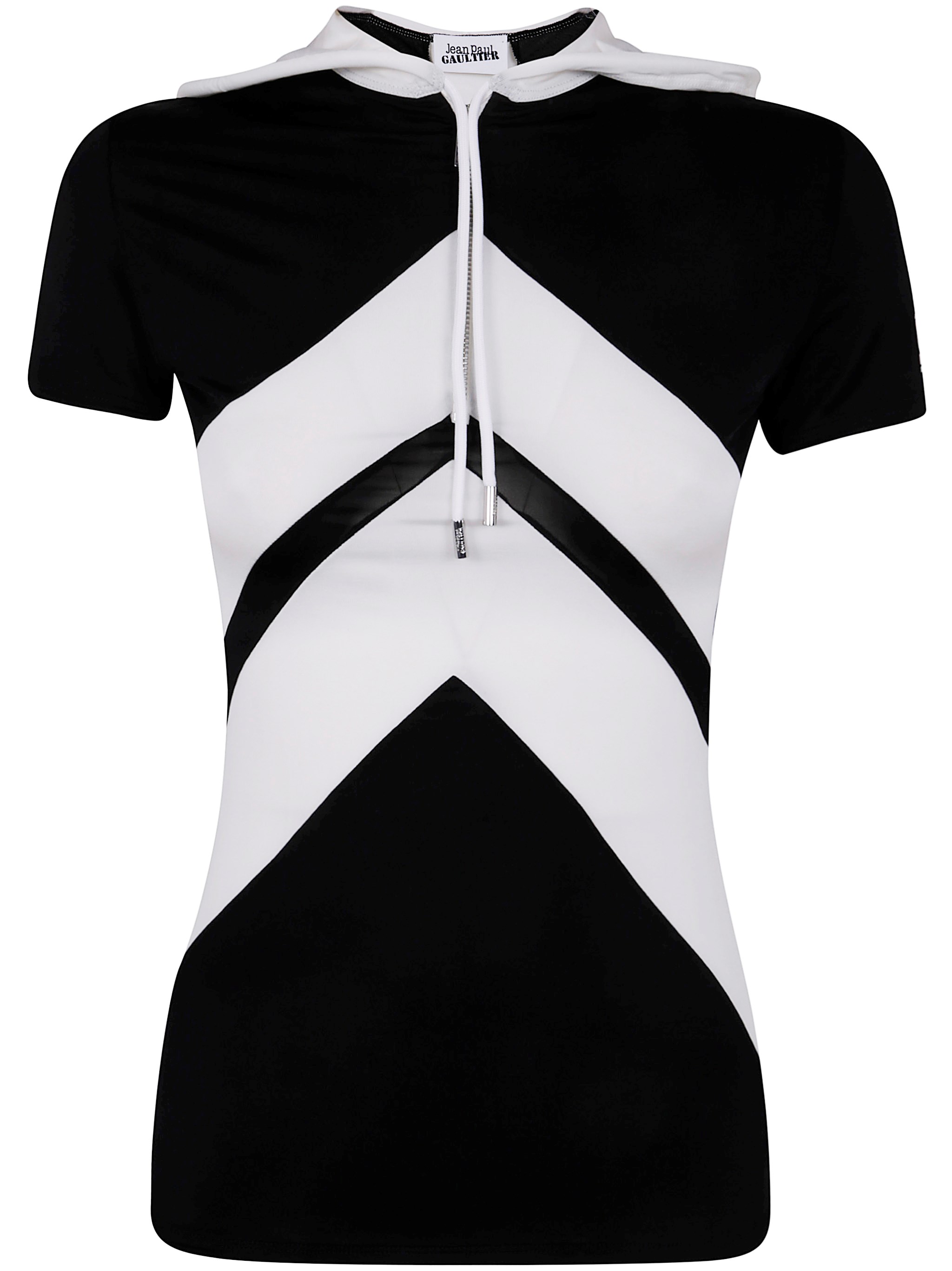 JEAN PAUL GAULTIER Viscose Baby Tee Shirt With Inlaid Chevron, 'Gaulti