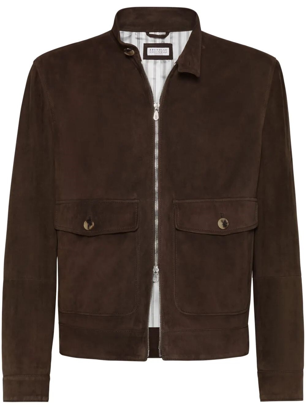 Brunello Cucinelli Bomber Leather Jacket Clothing In Gray