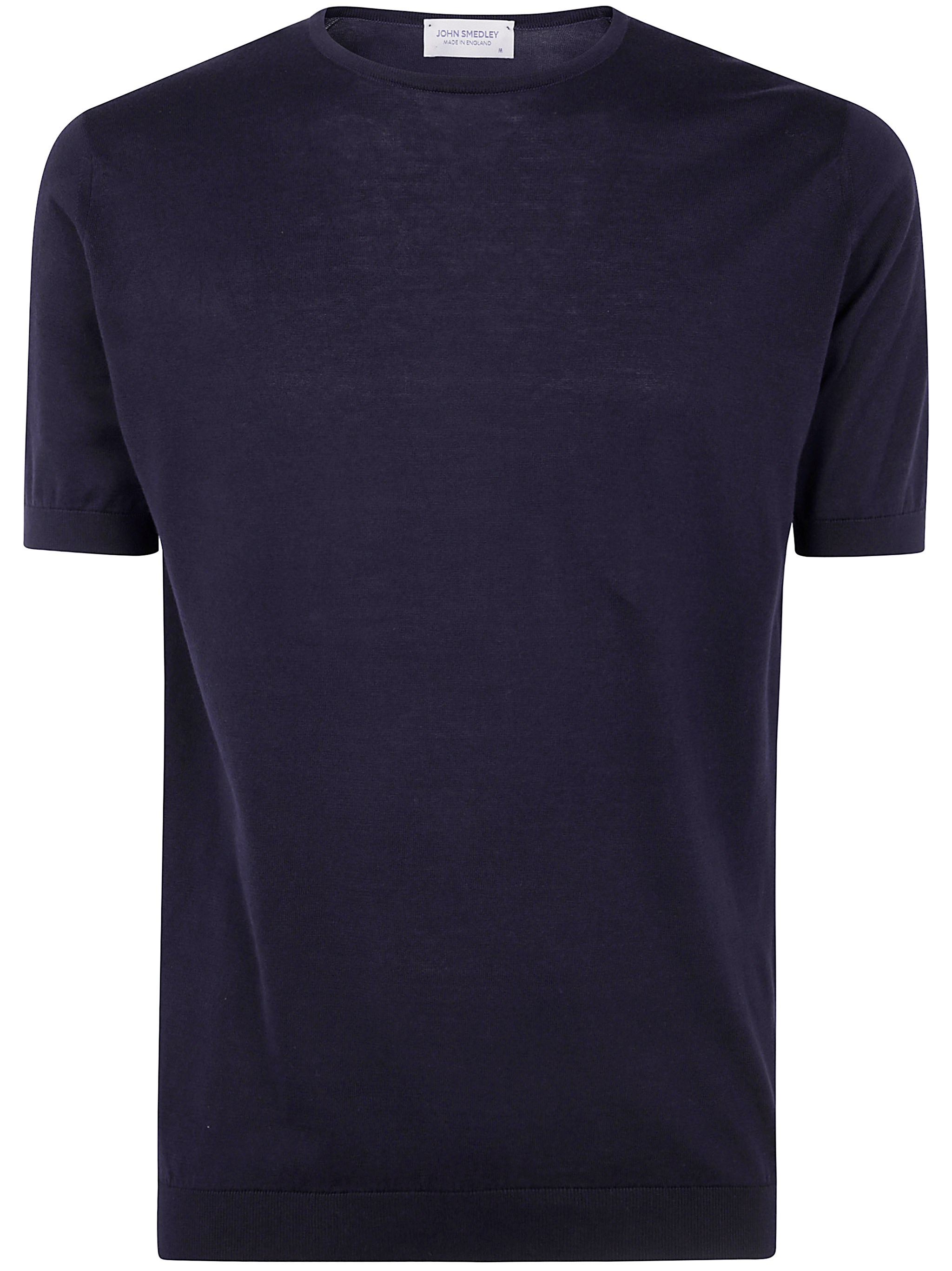 John Smedley Plain Crew Neck T-shirt Short Sleeves In Blue