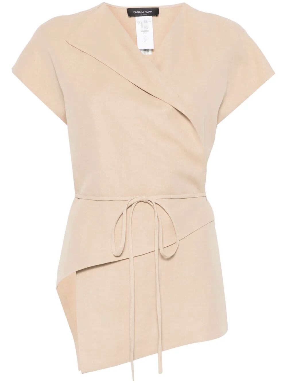 Fabiana Filippi Beige Linen And Viscose Top In Beige