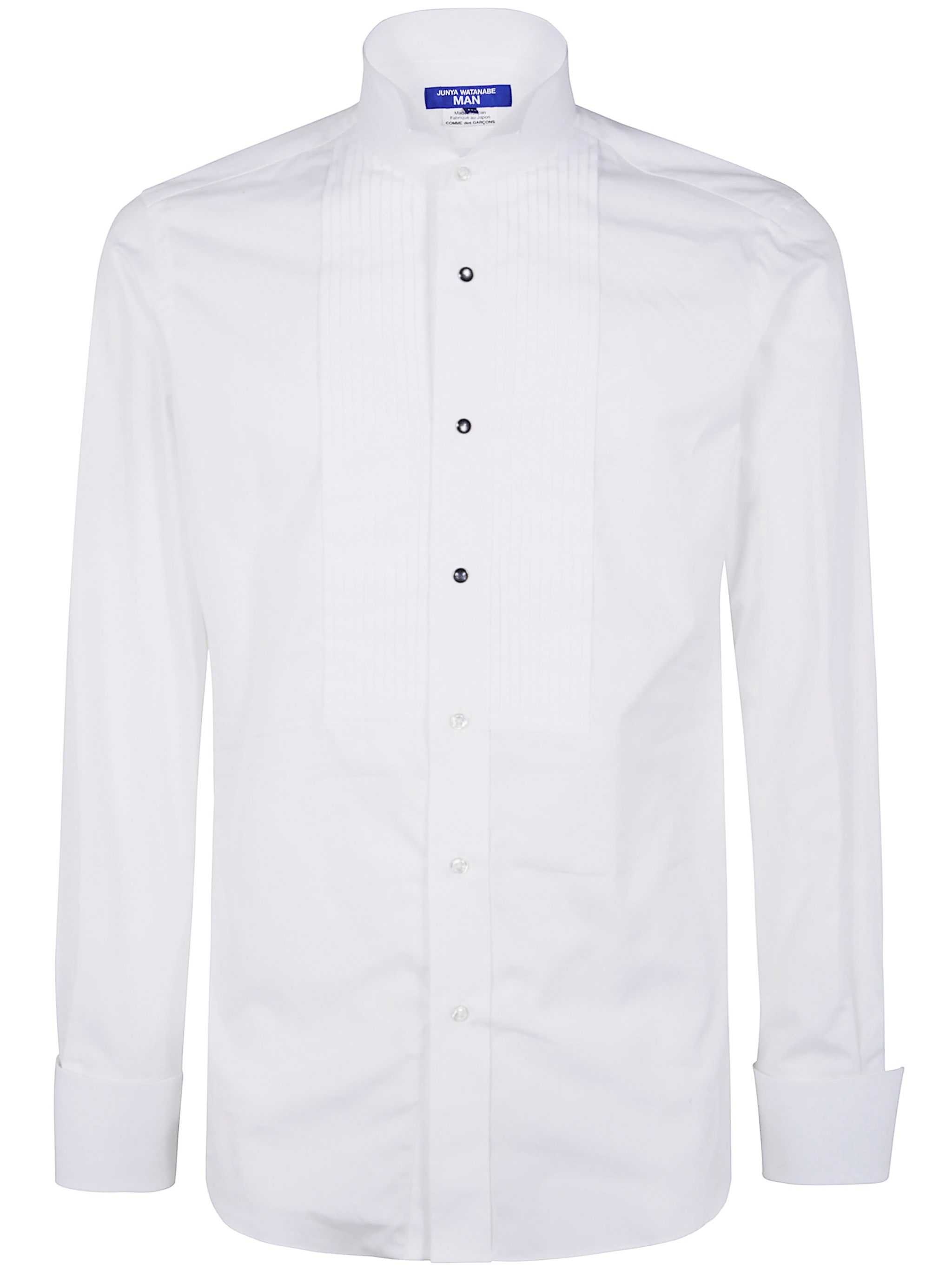 Junya Watanabe Men's Pleated Front Buttoned Cuffs Shirt In White