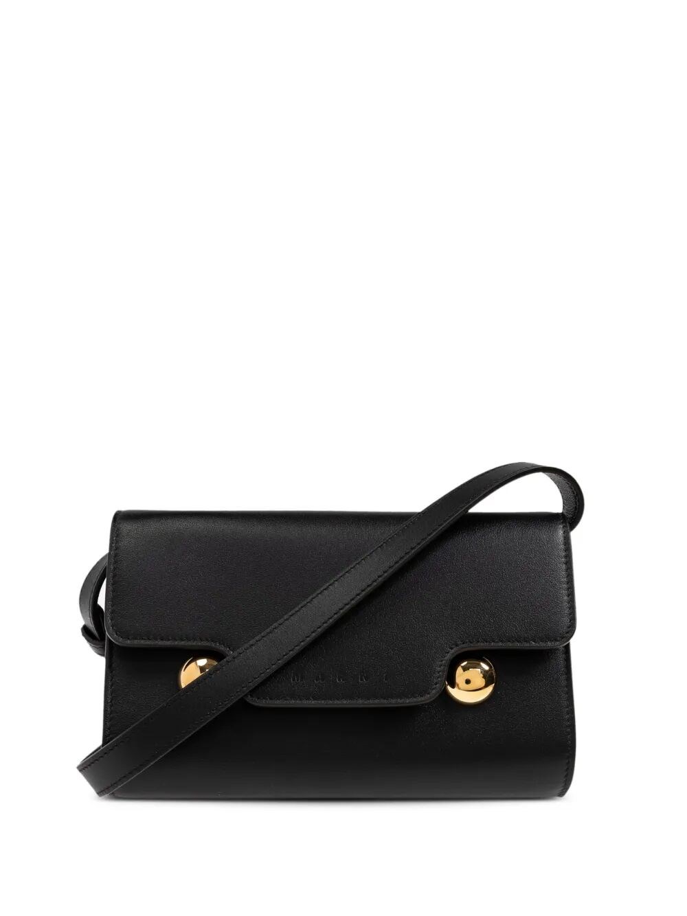 Marni Women's Logo Debossed Shoulder Bag In Black  