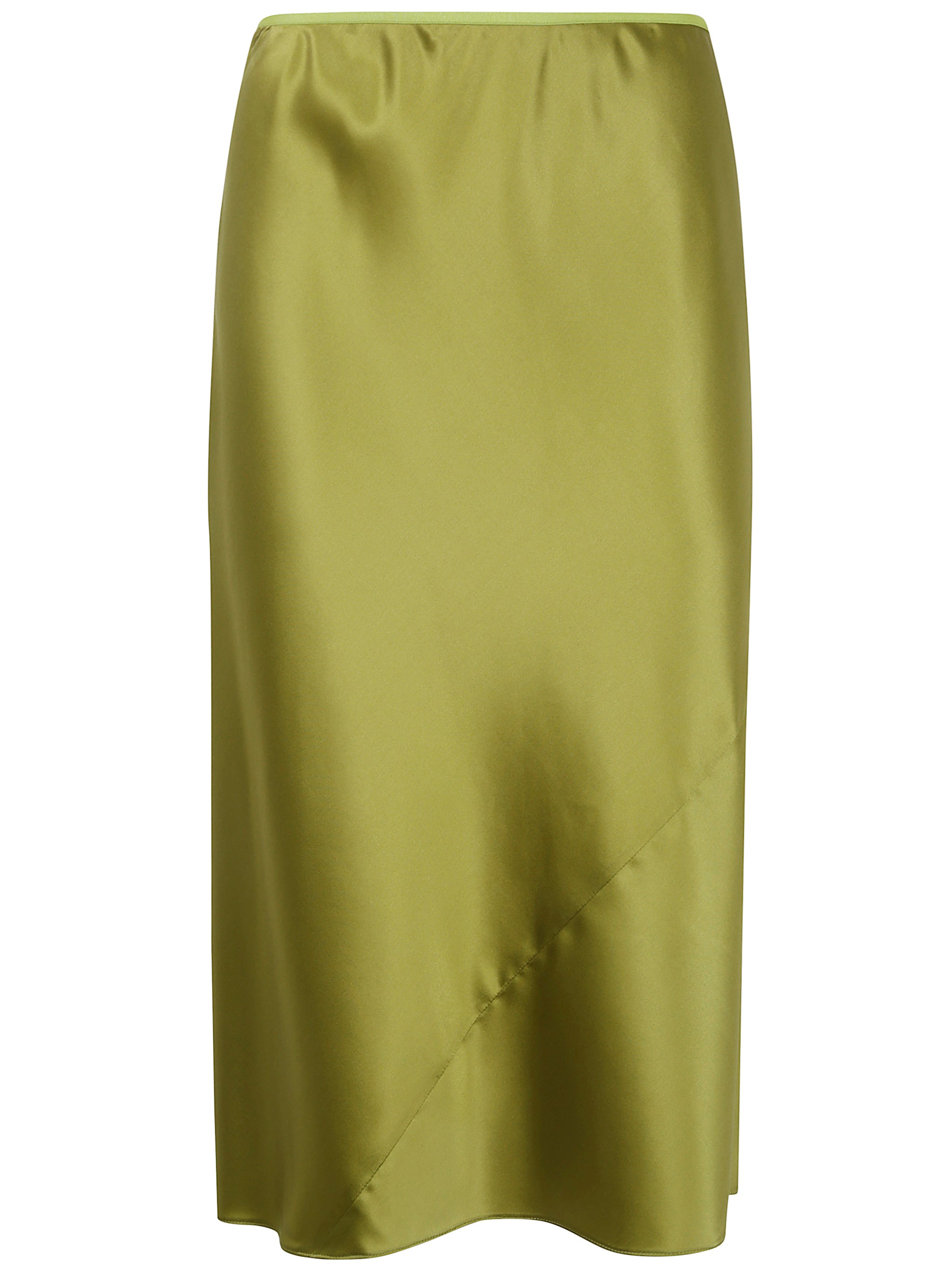 Dries Van Noten Satin Midi Skirt In Green