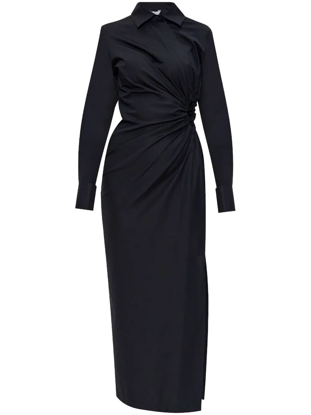 Max Mara Cotton Dress With Cut-out Design And Ruched Detail In Black