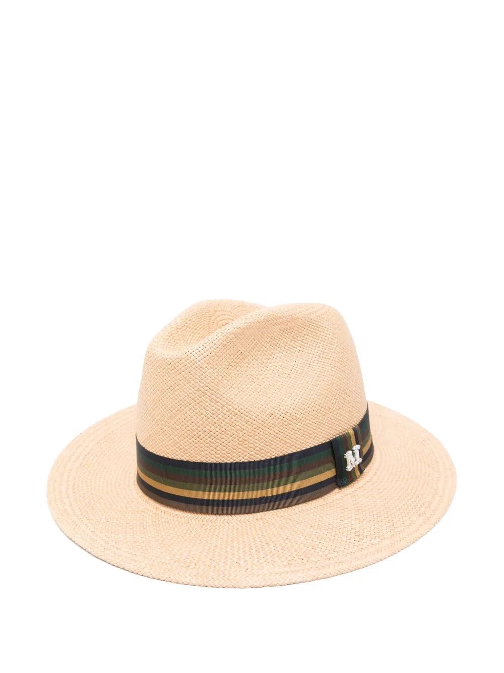 Max Mara Straw Hat With Grosgrain Ribbon Trim In Beige