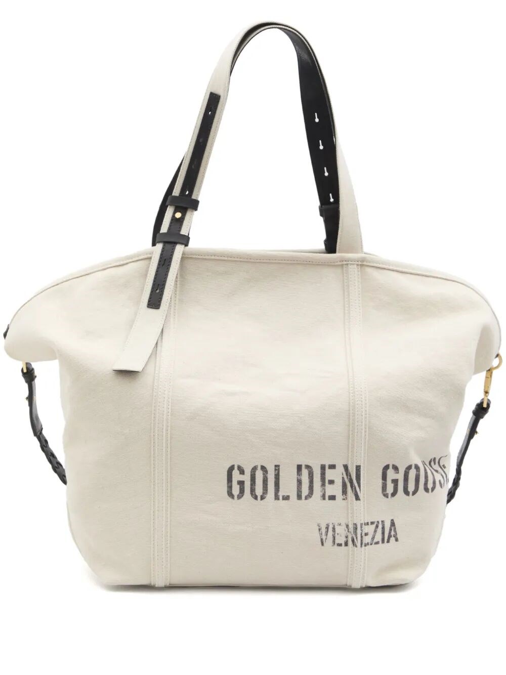 Golden Goose Spacious Beige Handbag With Dual Handles And Adjustable Strap In Beige