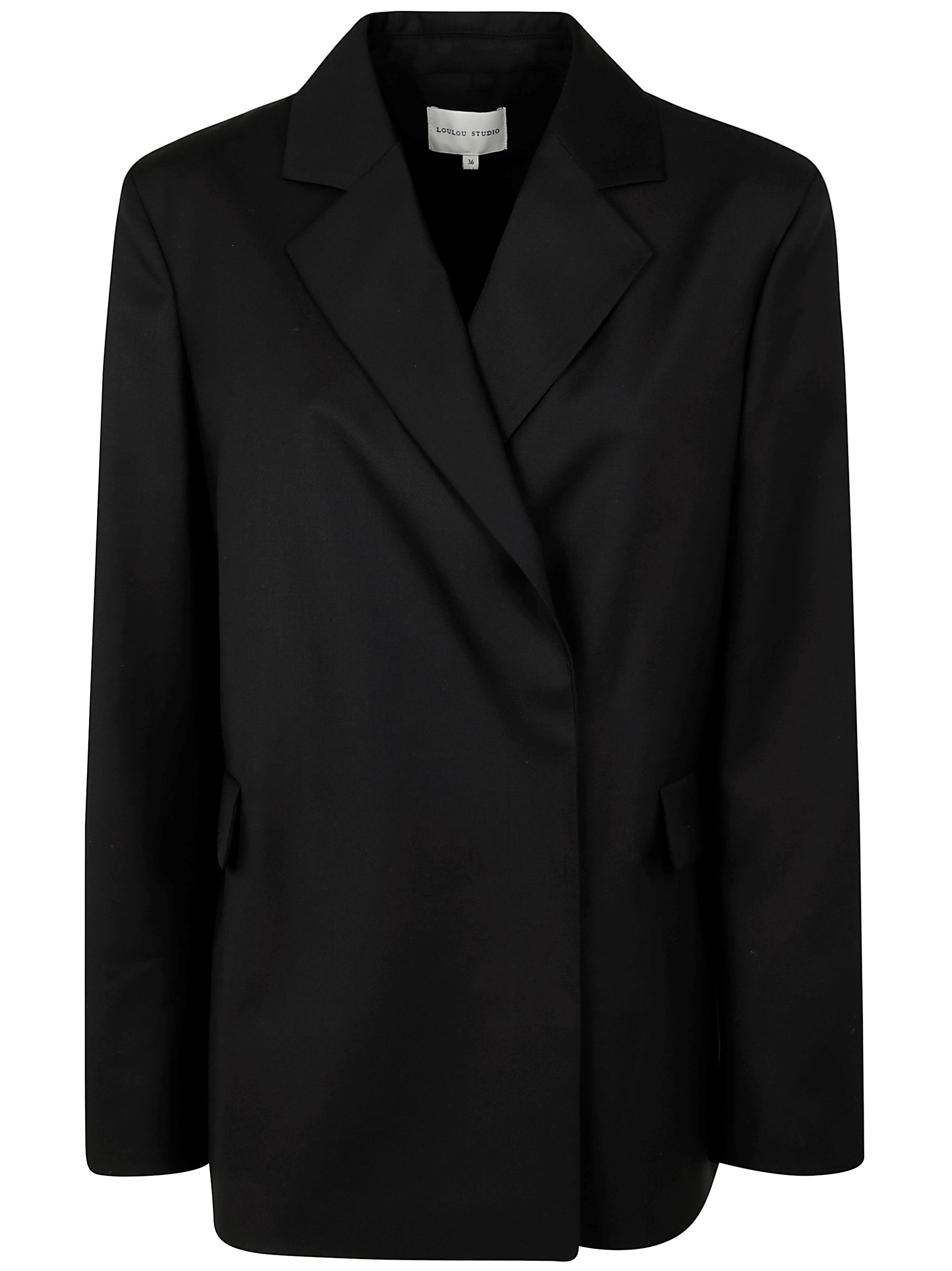 Loulou Studio Arlo Double Breast Wool Blazer In Black  