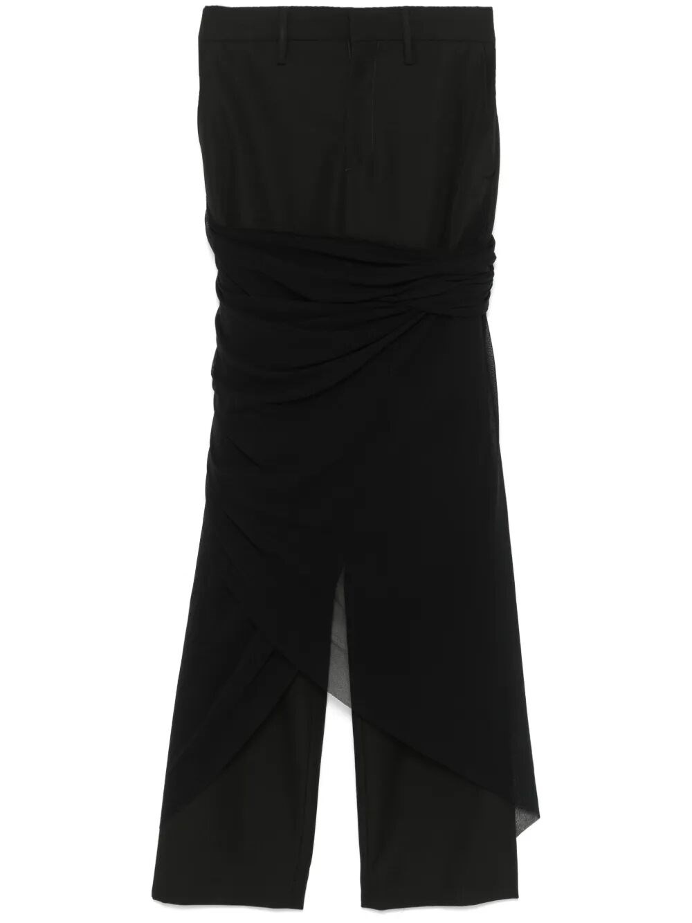 Jean Paul Gaultier Tailored Pant With Mesh Sarong In Black