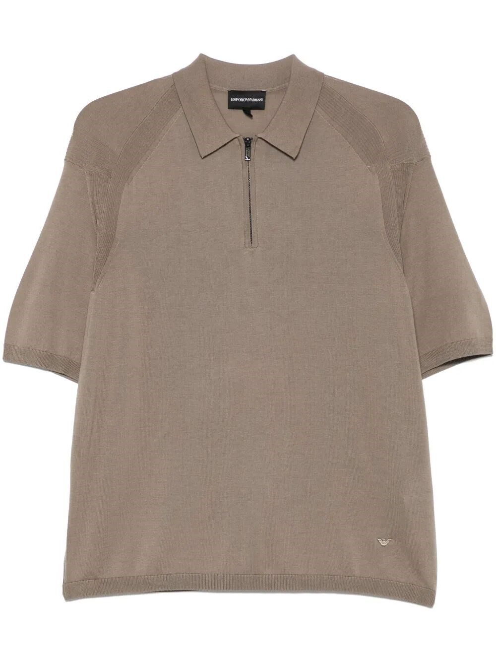 Emporio Armani Half-zip Jersey-knit Polo Shirt In Brown