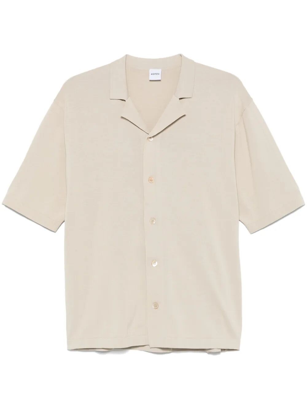 Aspesi Short Sleeves Bowling Shirt In Beige