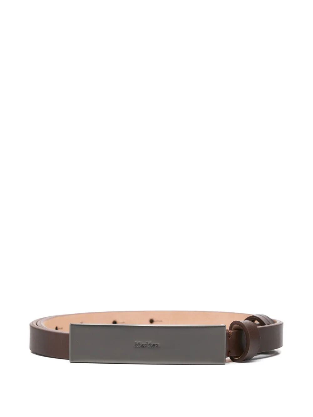 Max Mara Adjustable Belt With Rectangular Buckle Design In Gray