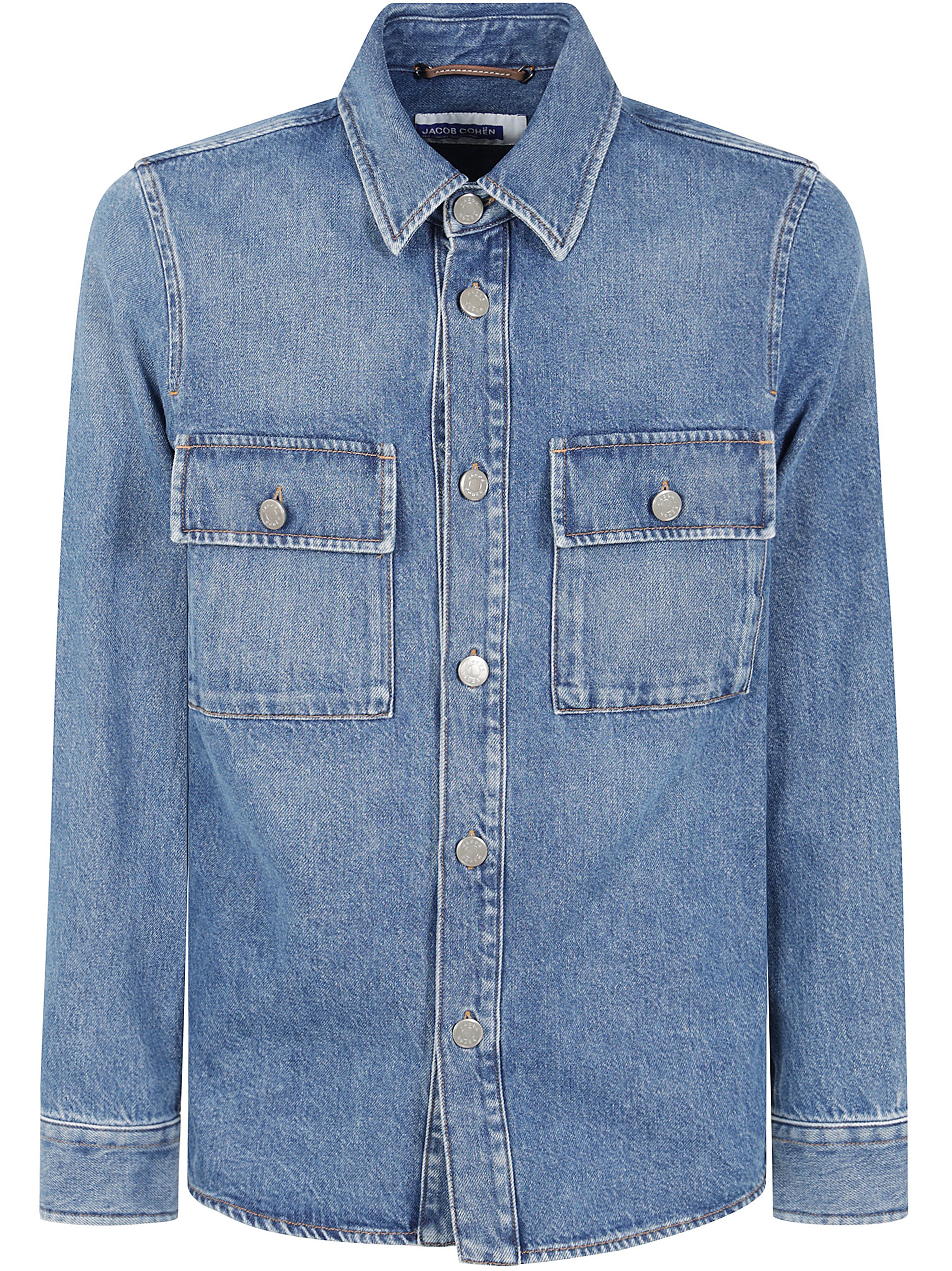 Jacob Cohen Denim Jacket With Chest Pockets And Point Collar