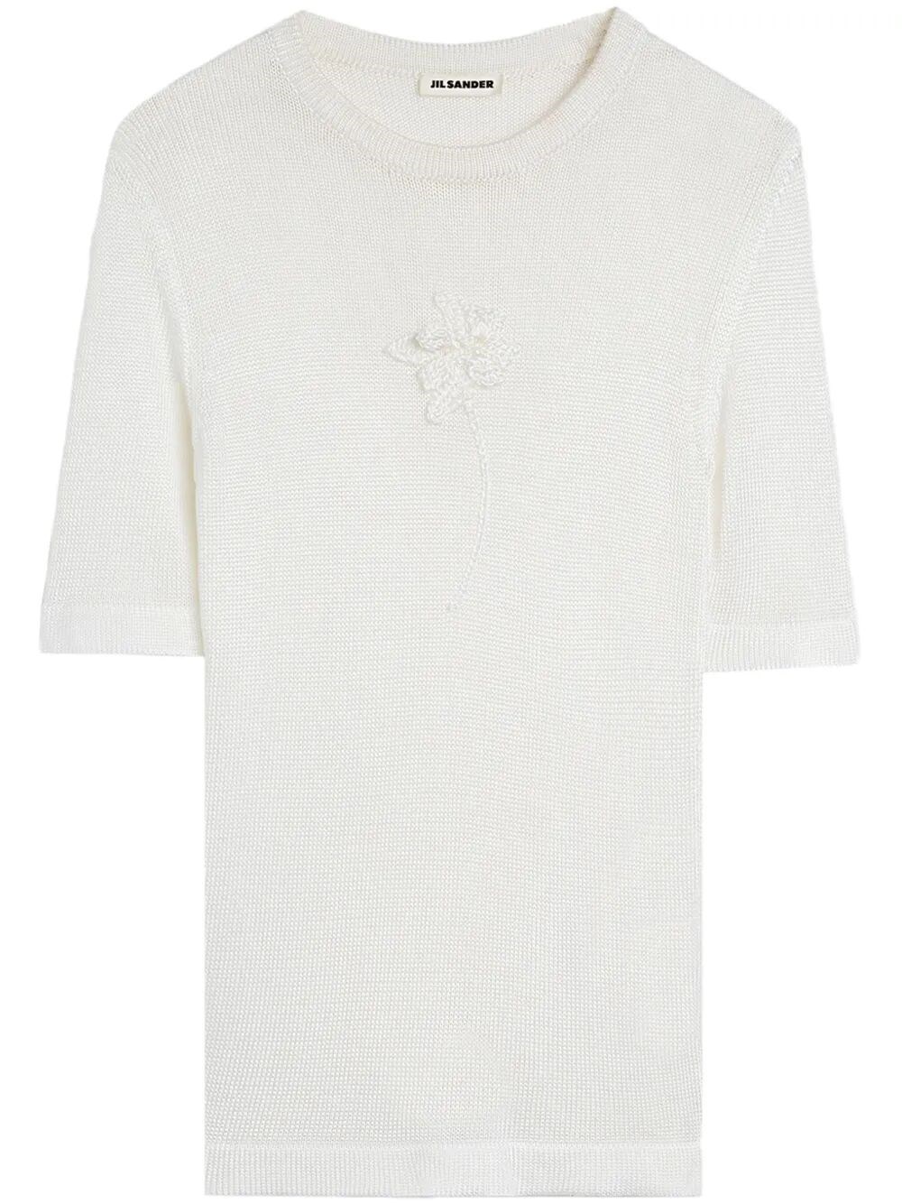 Jil Sander Ss Cn T-shirt W/ Flower Crochet By