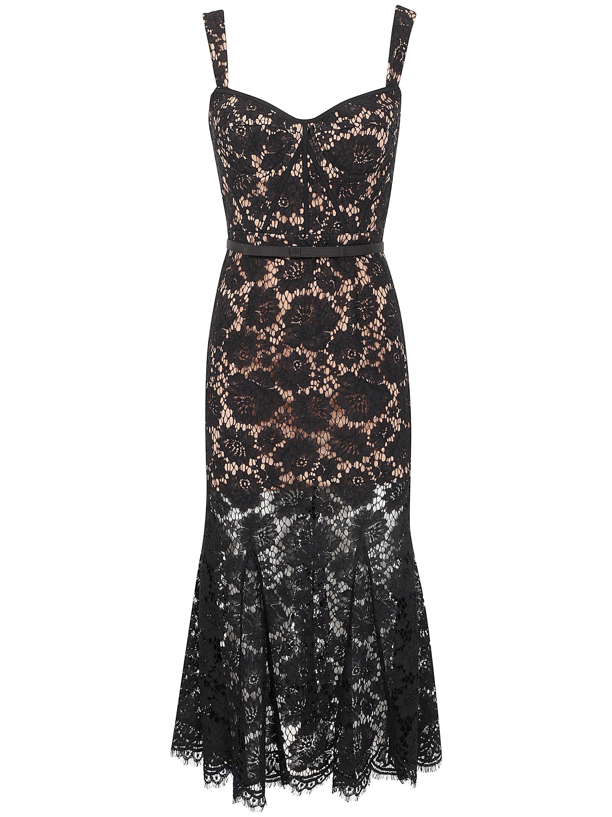 Self-portrait Fine Lace Midi Dress In Black