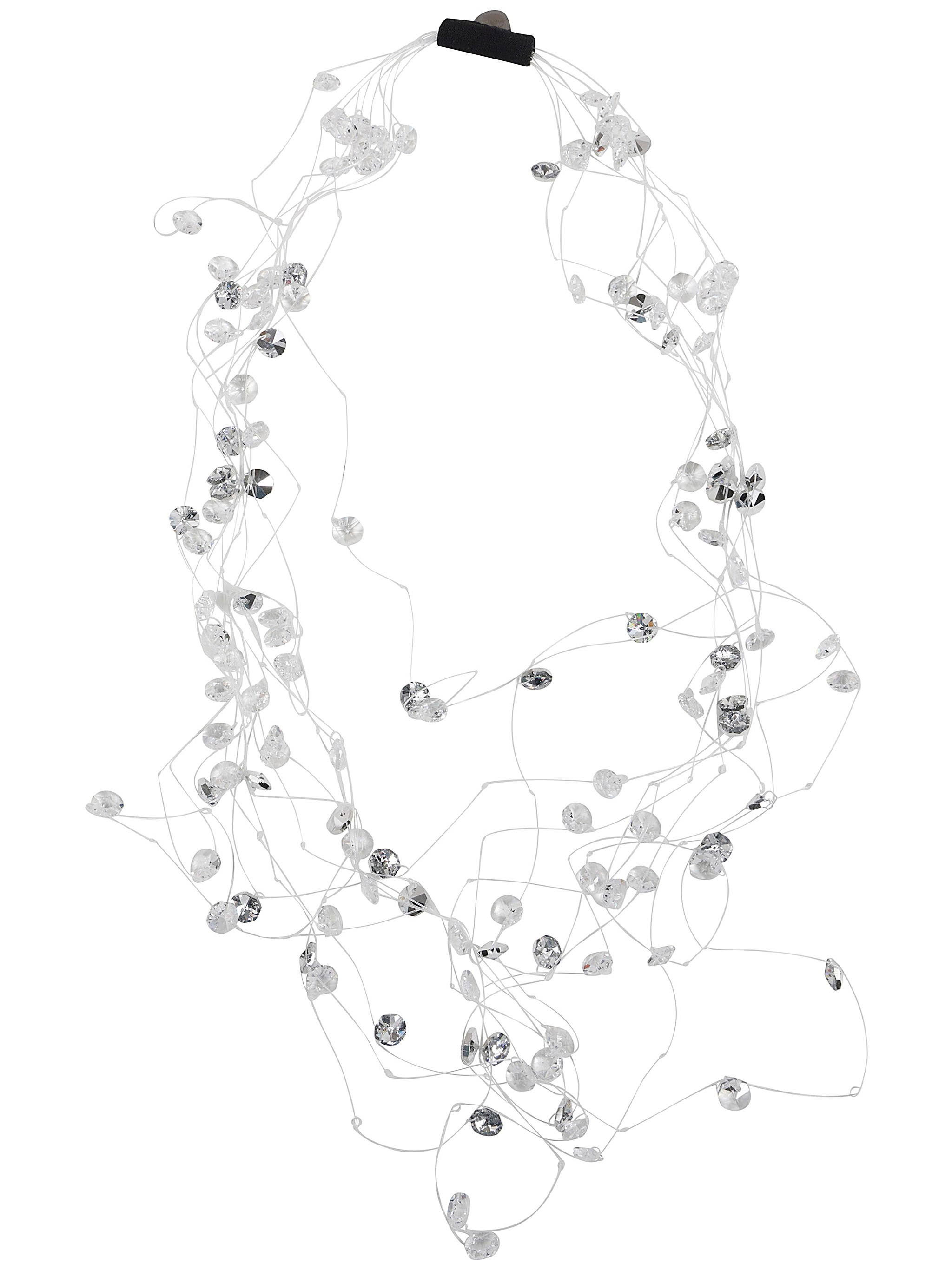 Comme Des Garçons Long Net Crystals Necklace In Pink