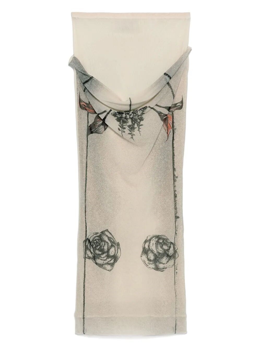 Jean Paul Gaultier Mesh Skirt Double Layer Printed "tattoo Rose & Bird