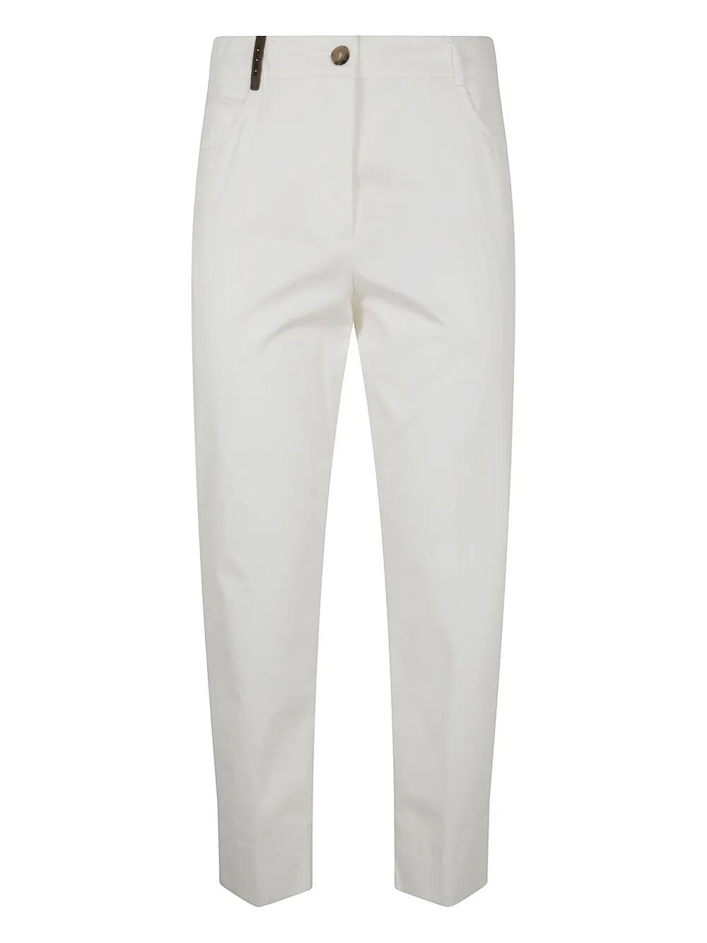 Peserico Light Cotton Satin Stretch Trousers In Gray