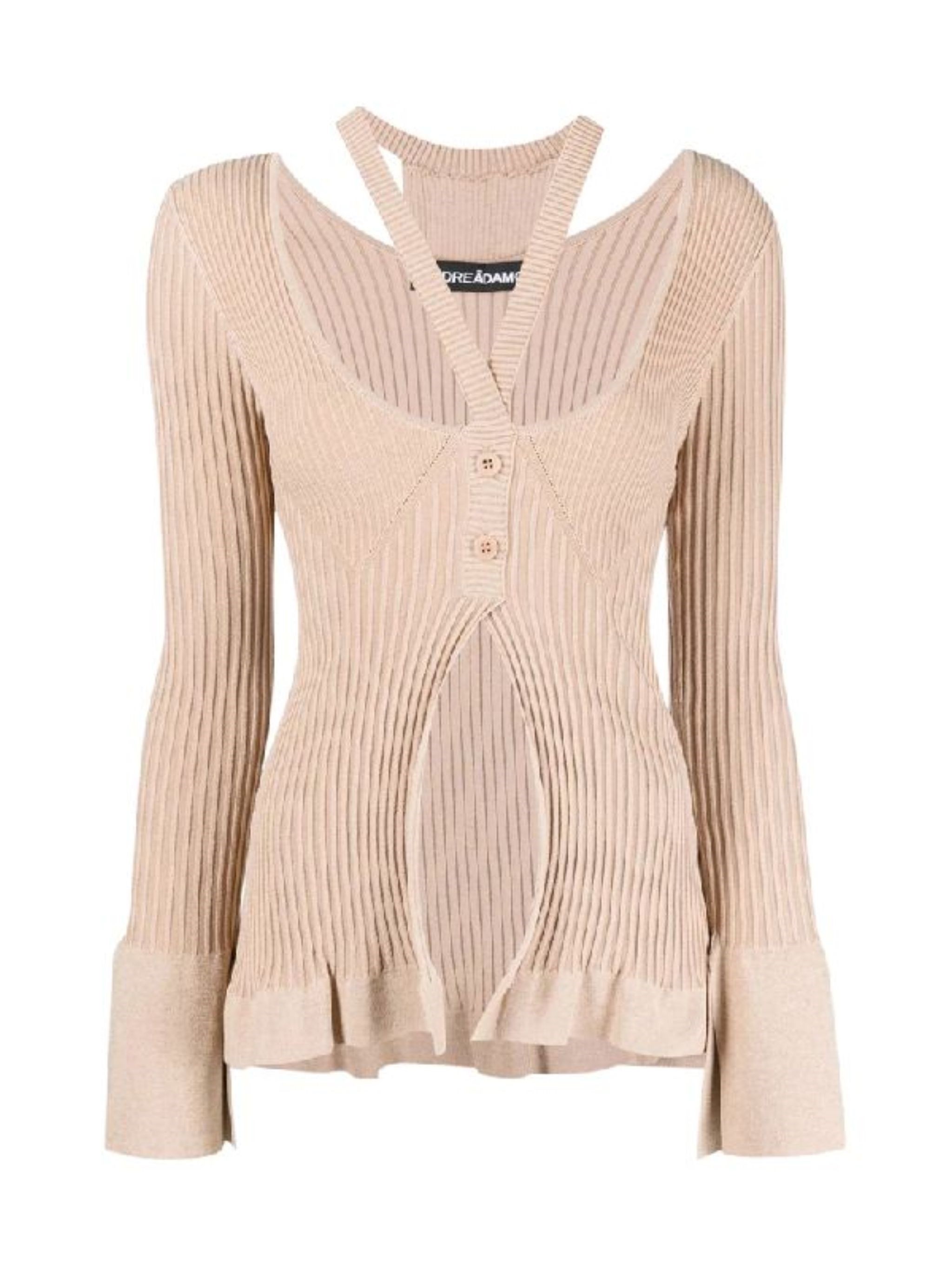 Andreädamo Ribbed-knit Cardigan With Double Layers By Andreadamo