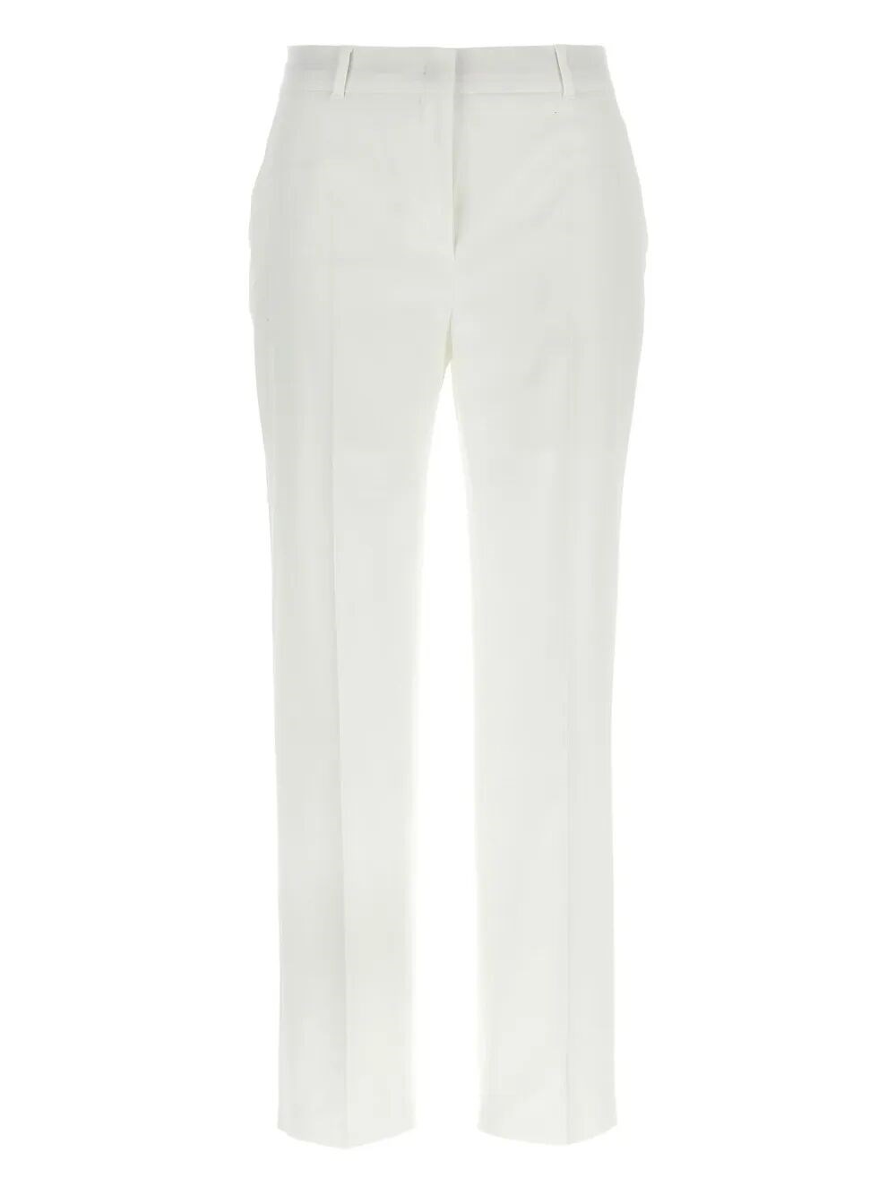 Max Mara Stretch Satin Trousers In White