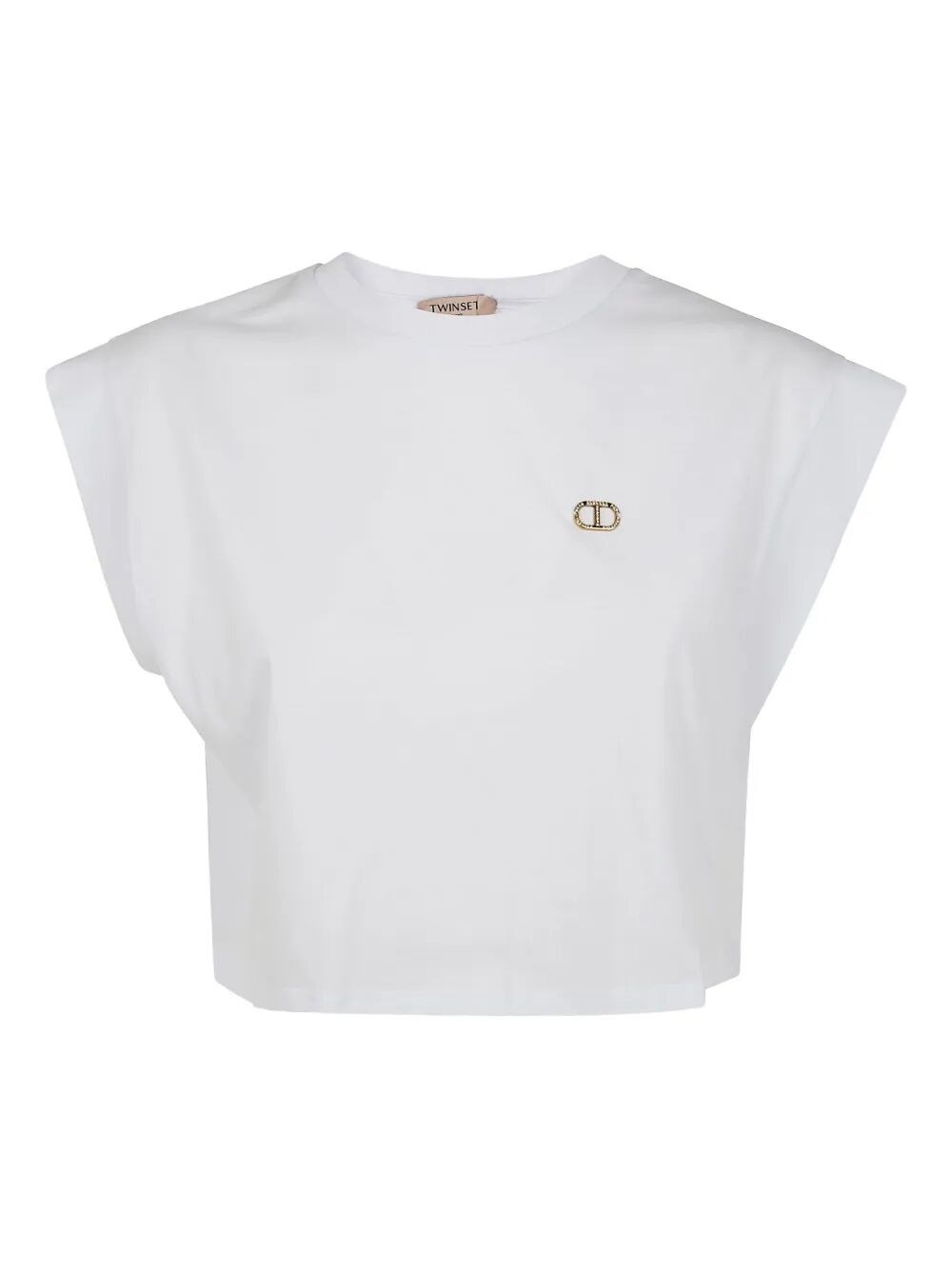 Twinset Cap-sleeve Cropped Top In White