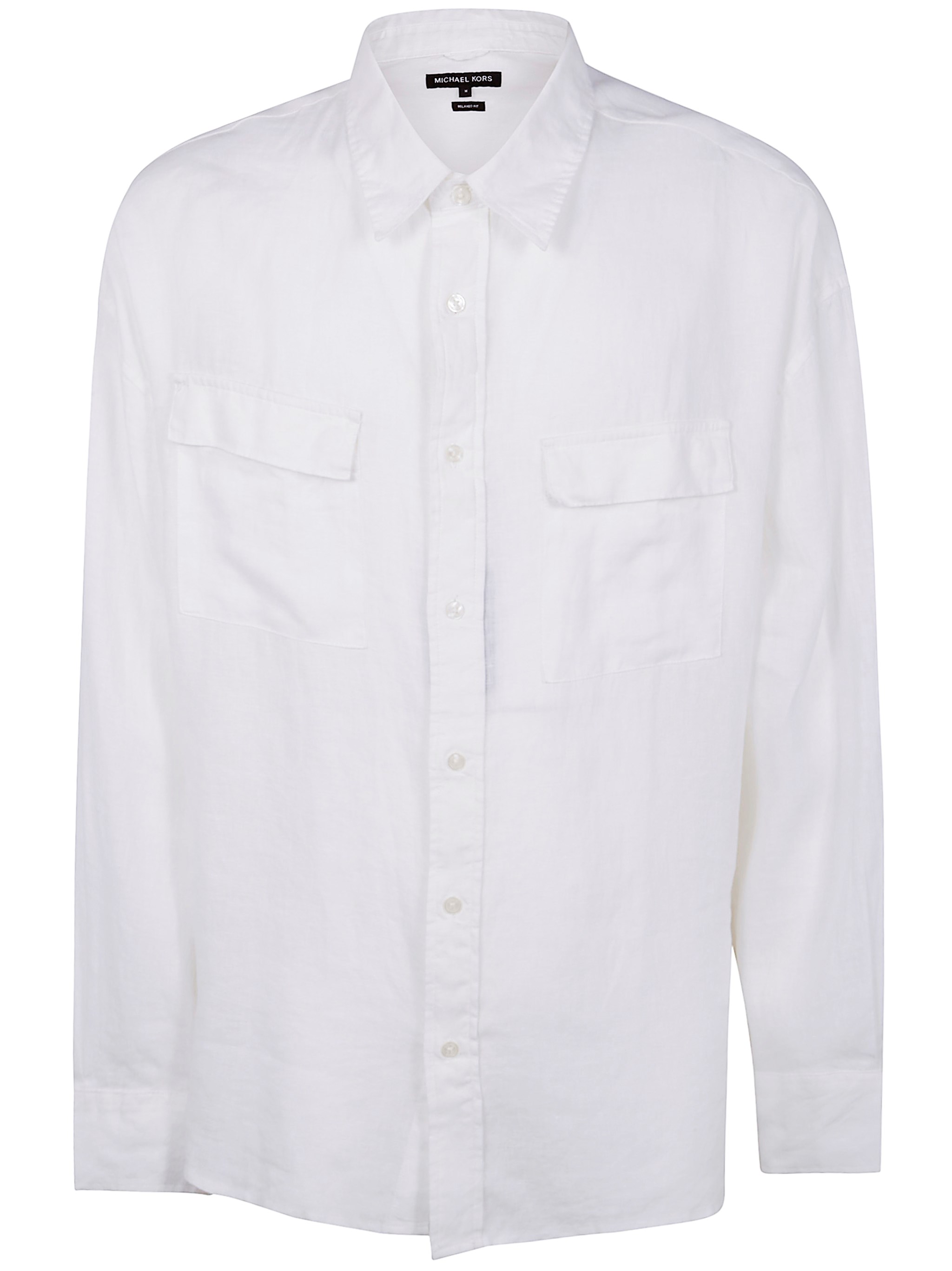 MICHAEL KORS Long Sleeves Linen 2 Pockets Over Shirt