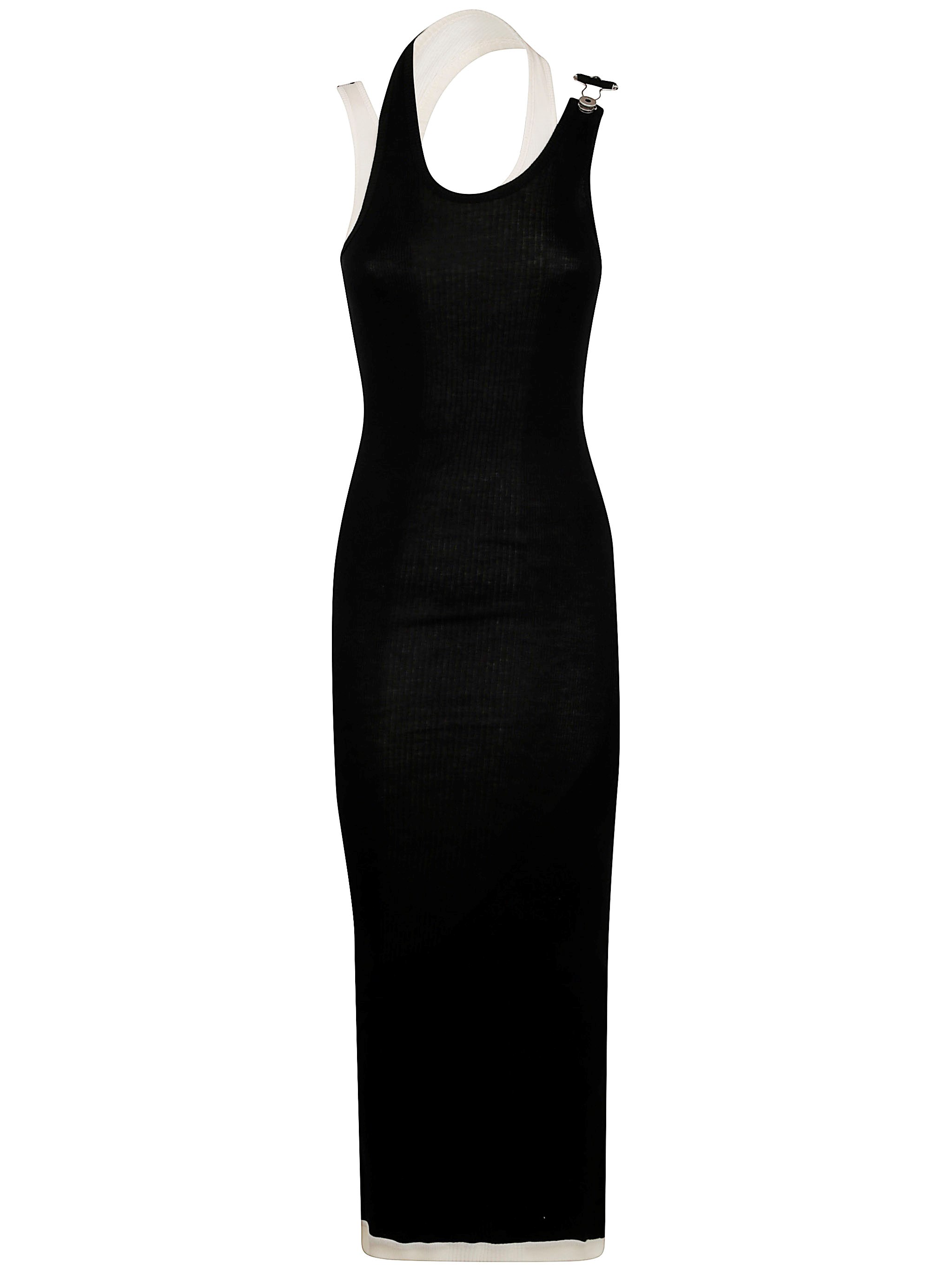 JEAN PAUL GAULTIER Cotton Ribbed Twisted Double Layer Sleeveless Dress