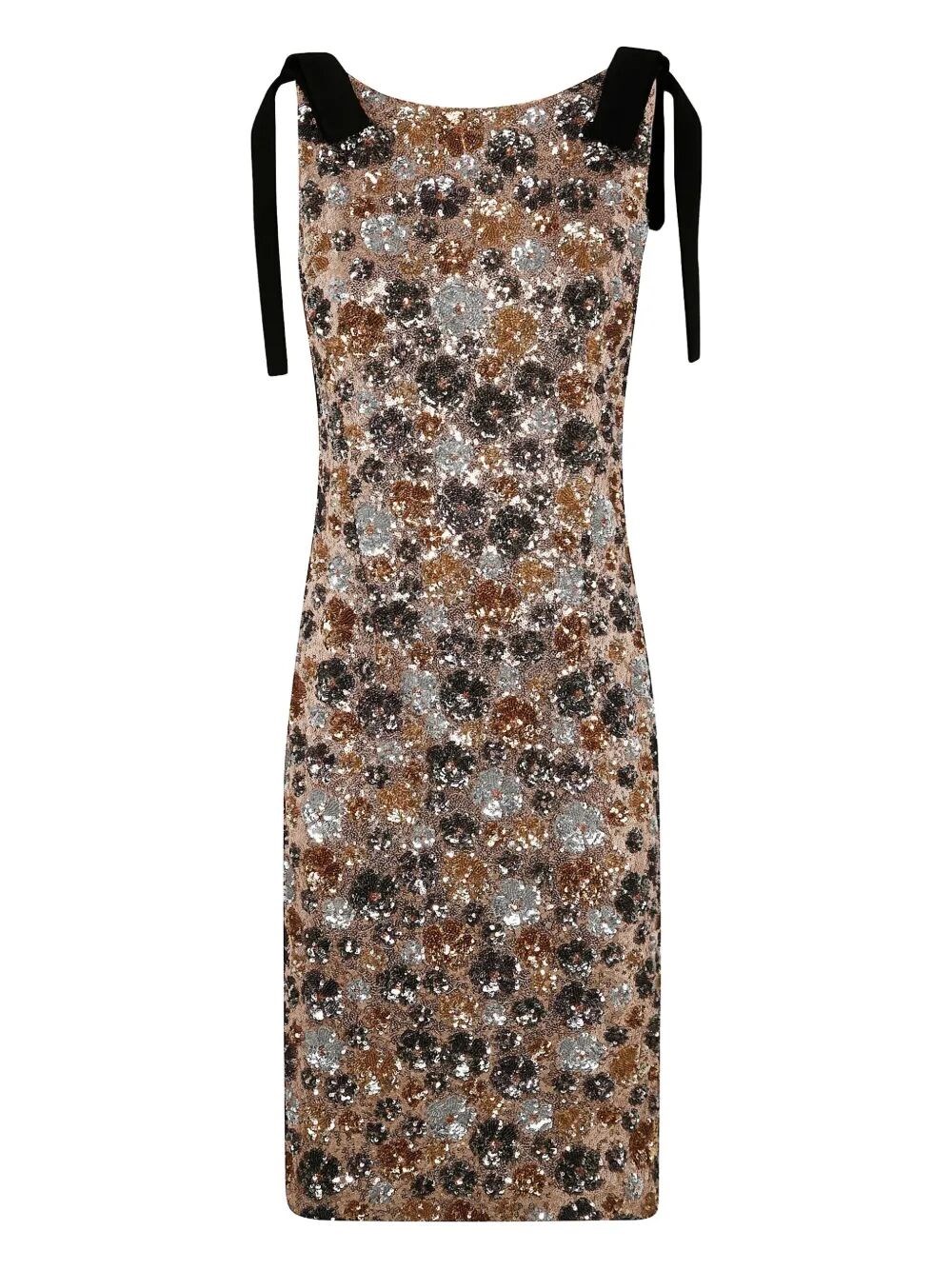 N°21 Fitted Evening Dress With Floral Sequin Pattern