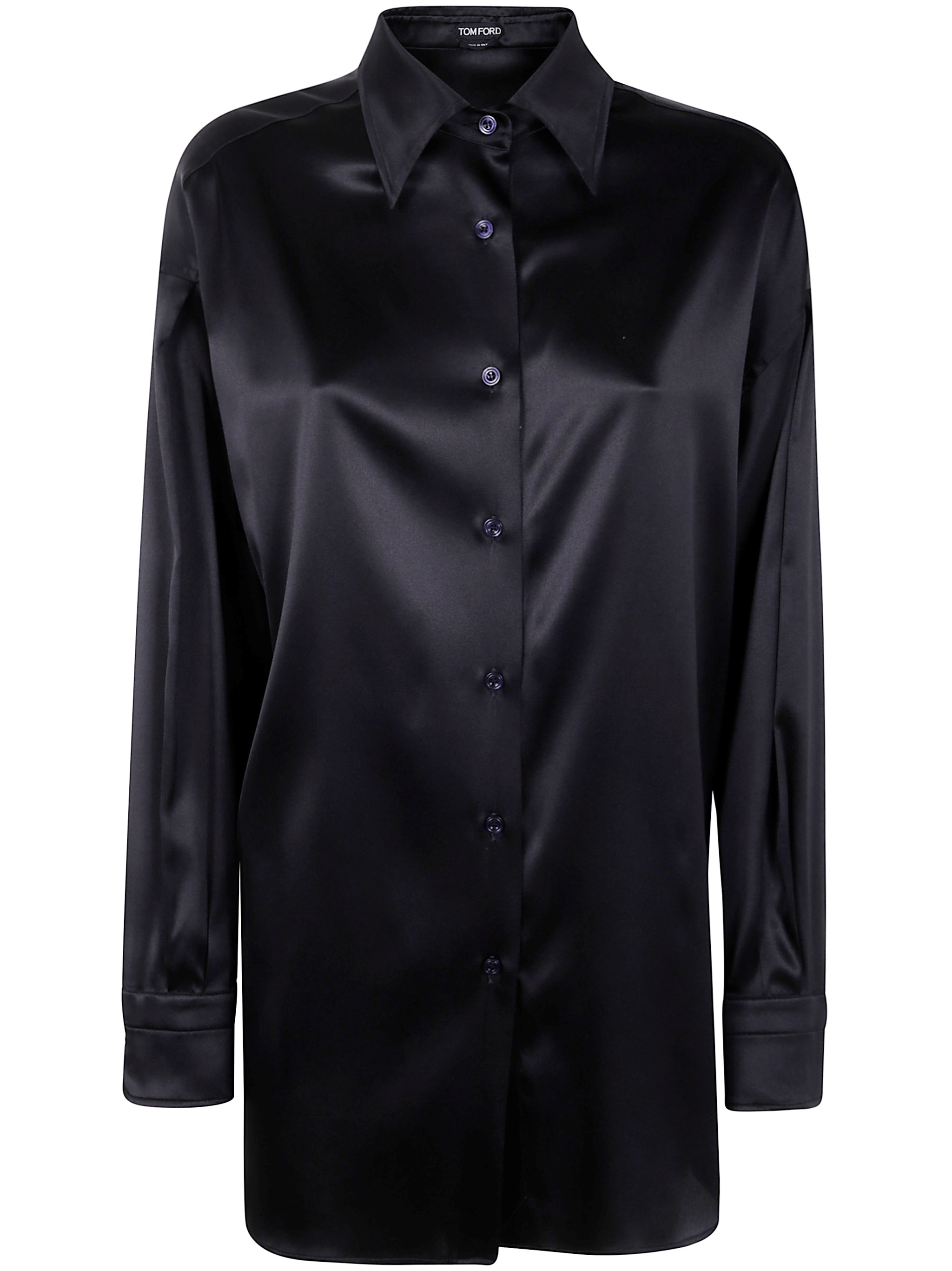 TOM FORD Stretch Silk Satin Relaxed Fit Shirt