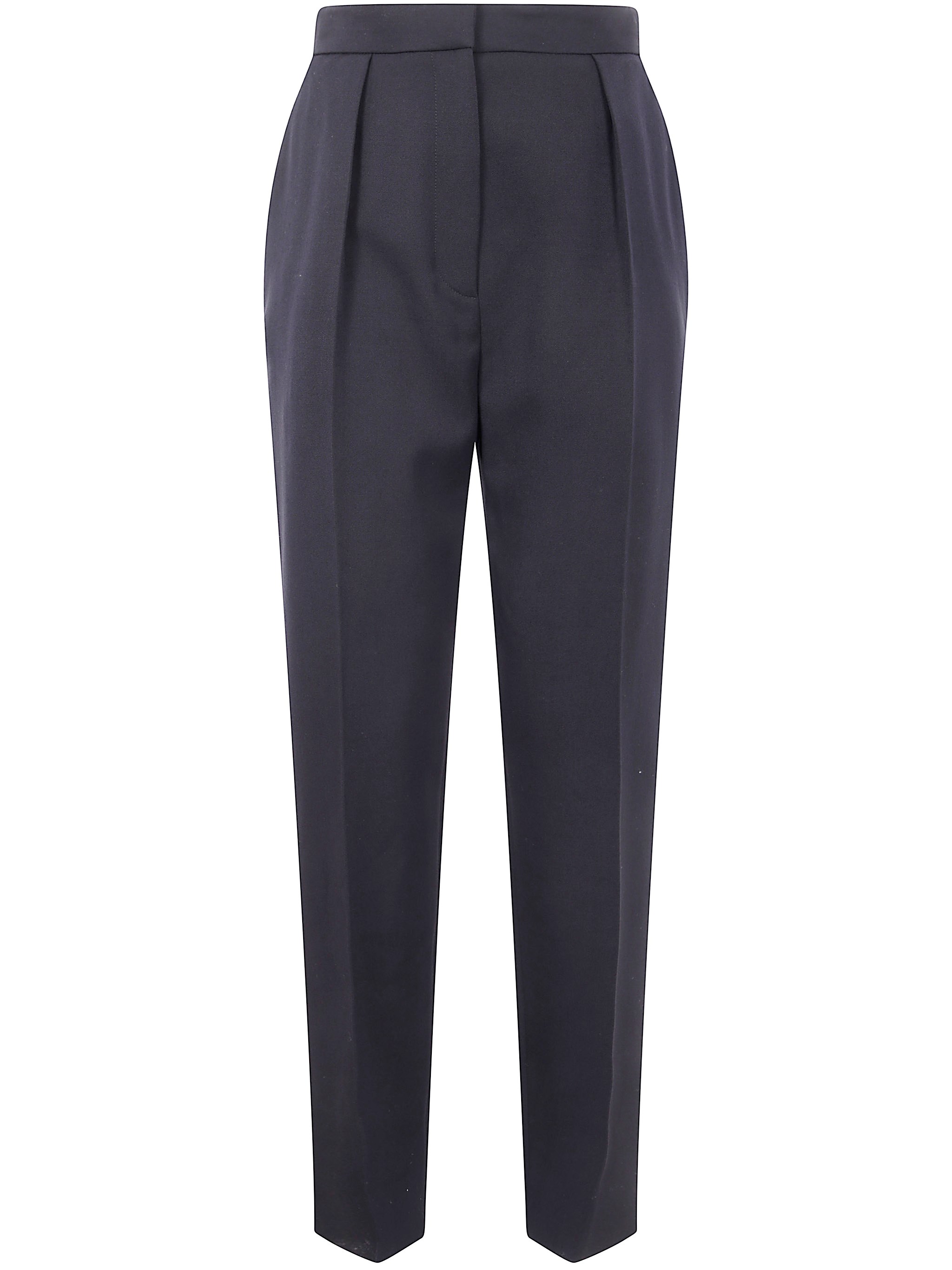 Balmain High Waist Pleated Tailored Wool Trousers