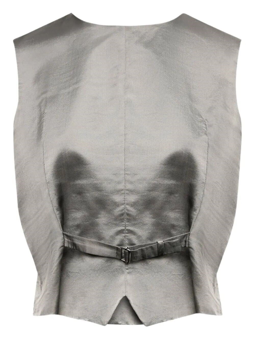 Mm6 Maison Margiela Mm6 By Maison Margiela Satin-finish Grey Gilet With Structured Belt In Gray