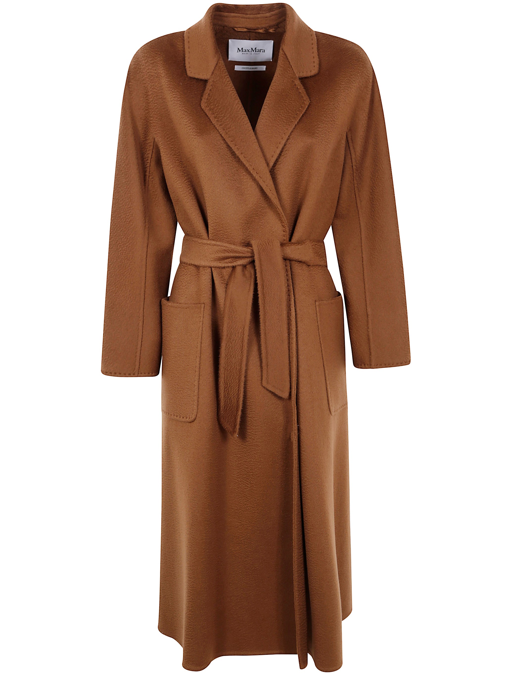 Max Mara Wrap Coat In Brown Cashmere