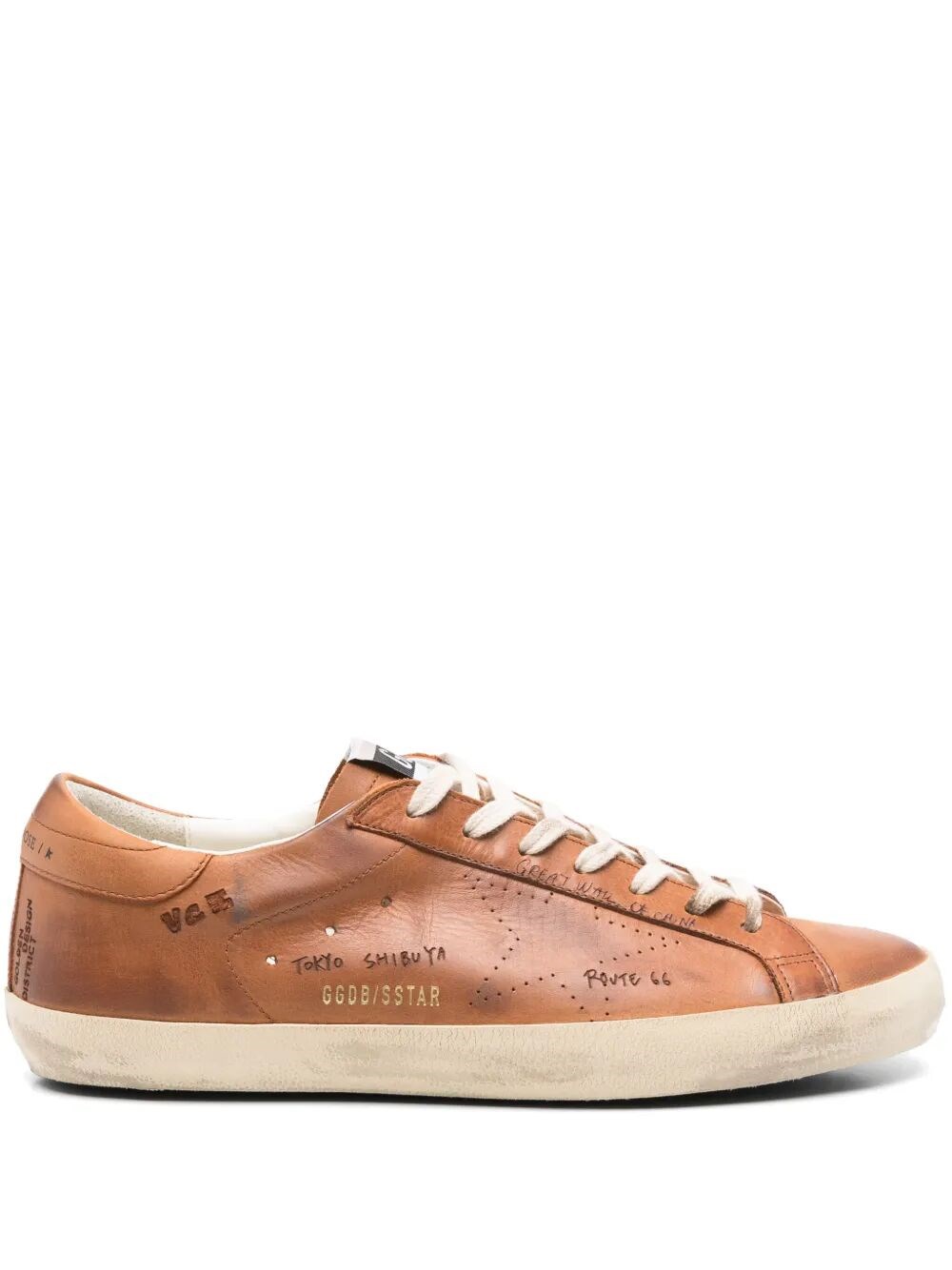 GOLDEN GOOSE Super Star Leather Upper With Jorney Print Forated Star S