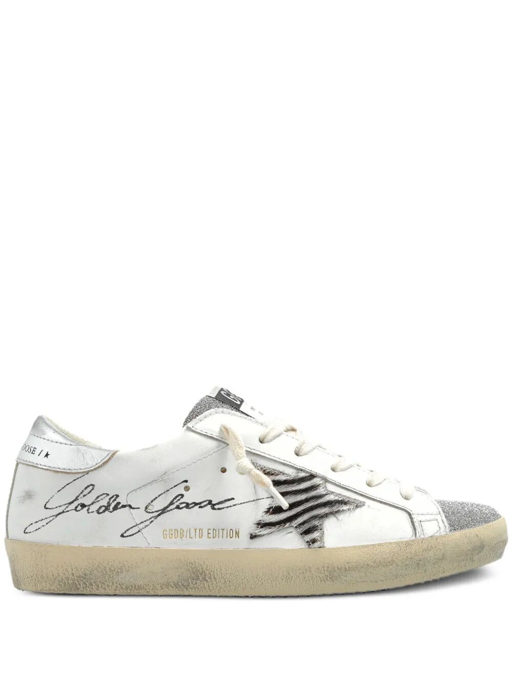 GOLDEN GOOSE Super Star Leather Upper With Signature Crystal Toe And T