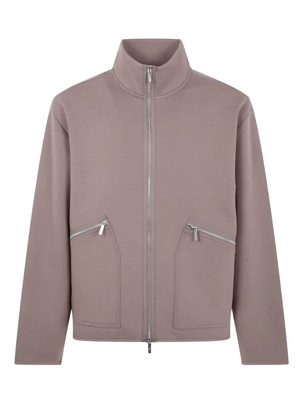 Michael Kors Double Breasted Zip Mock Collar Jacket In Neutral