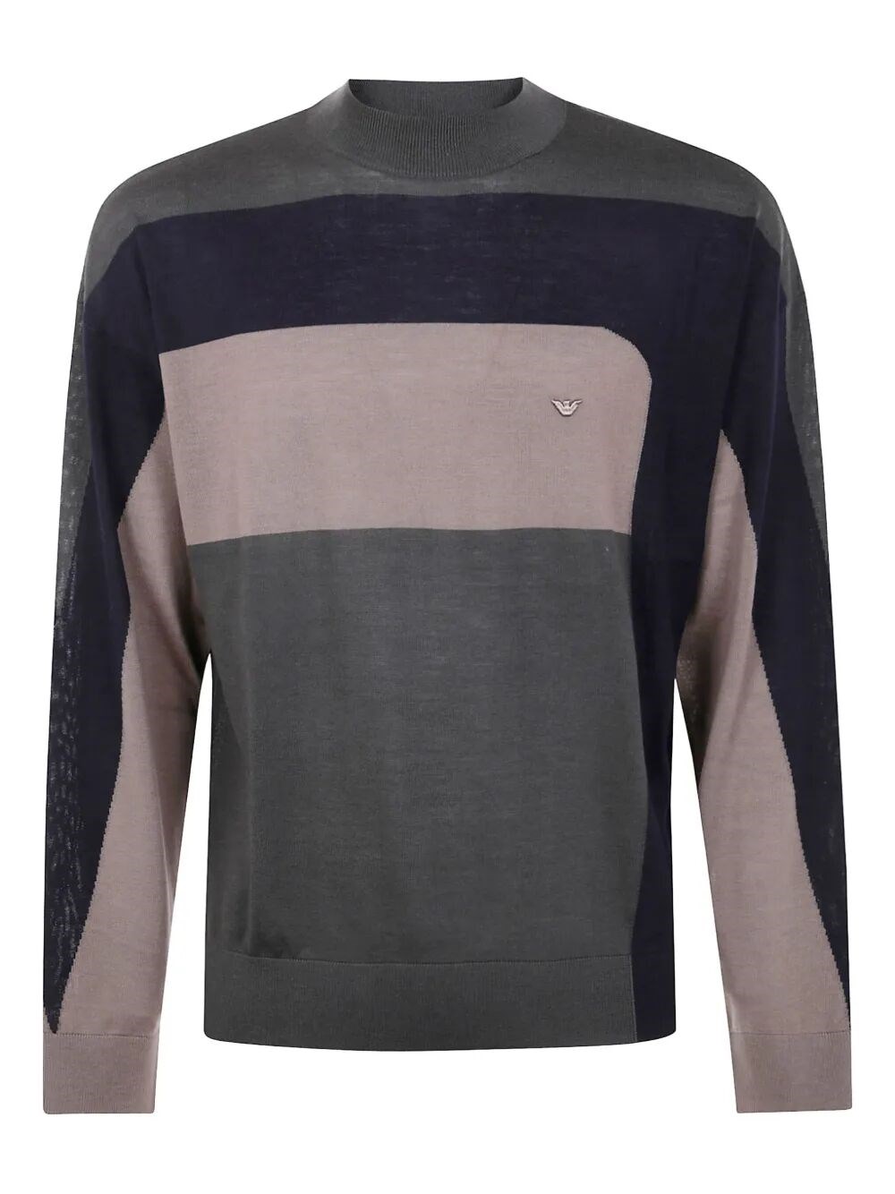 EMPORIO ARMANI Round Neck Tricolor Sweater