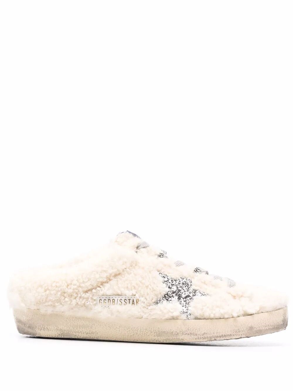 GOLDEN GOOSE Super Star Sabot Shearling Upper Glitter Star