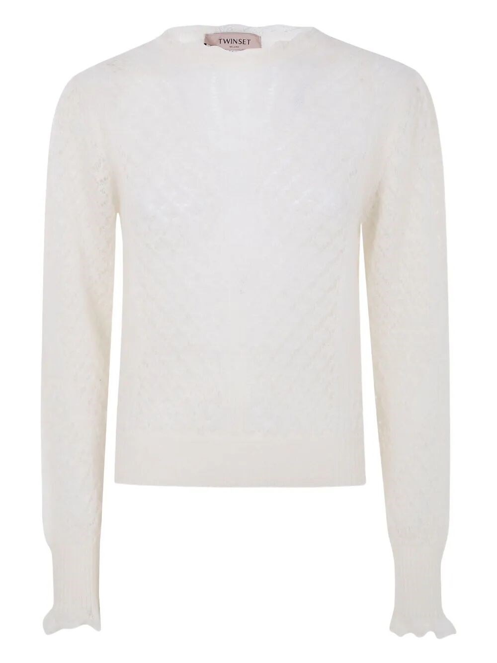 Twinset Ruffled-cuff Open-knit Sweater