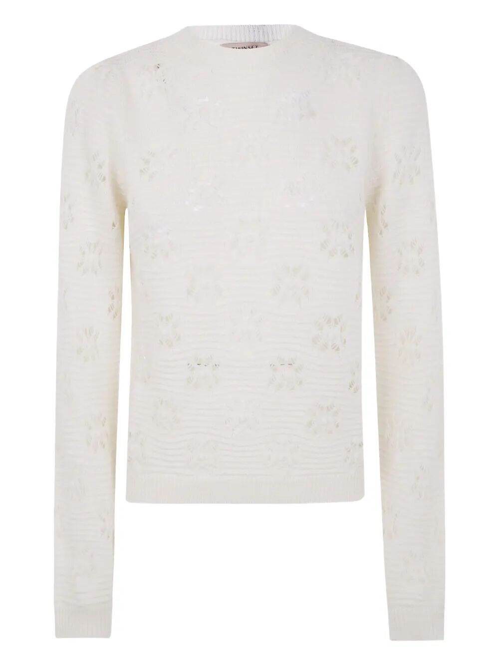 Twinset Twin-set Textured Knit Sweater With Subtle Floral Pattern