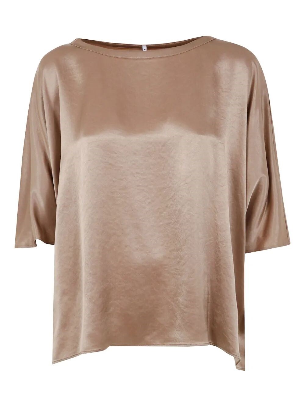 Liviana Conti Diana Short Sleeve Satin Shirt In Brown