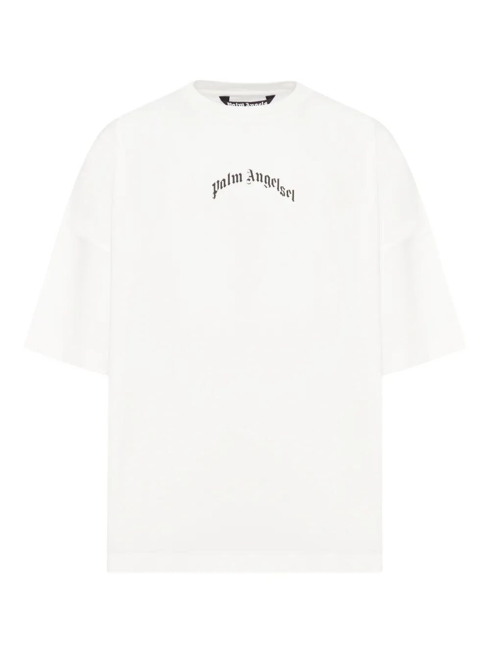 Palm Angels Oversized Crew Neck T-shirt With Subtle Logo And Bold Back Print In White