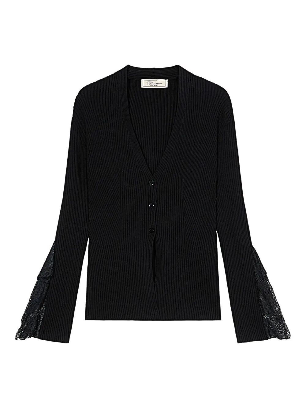 Blumarine Ribbed Lace-trimmed Cardigan