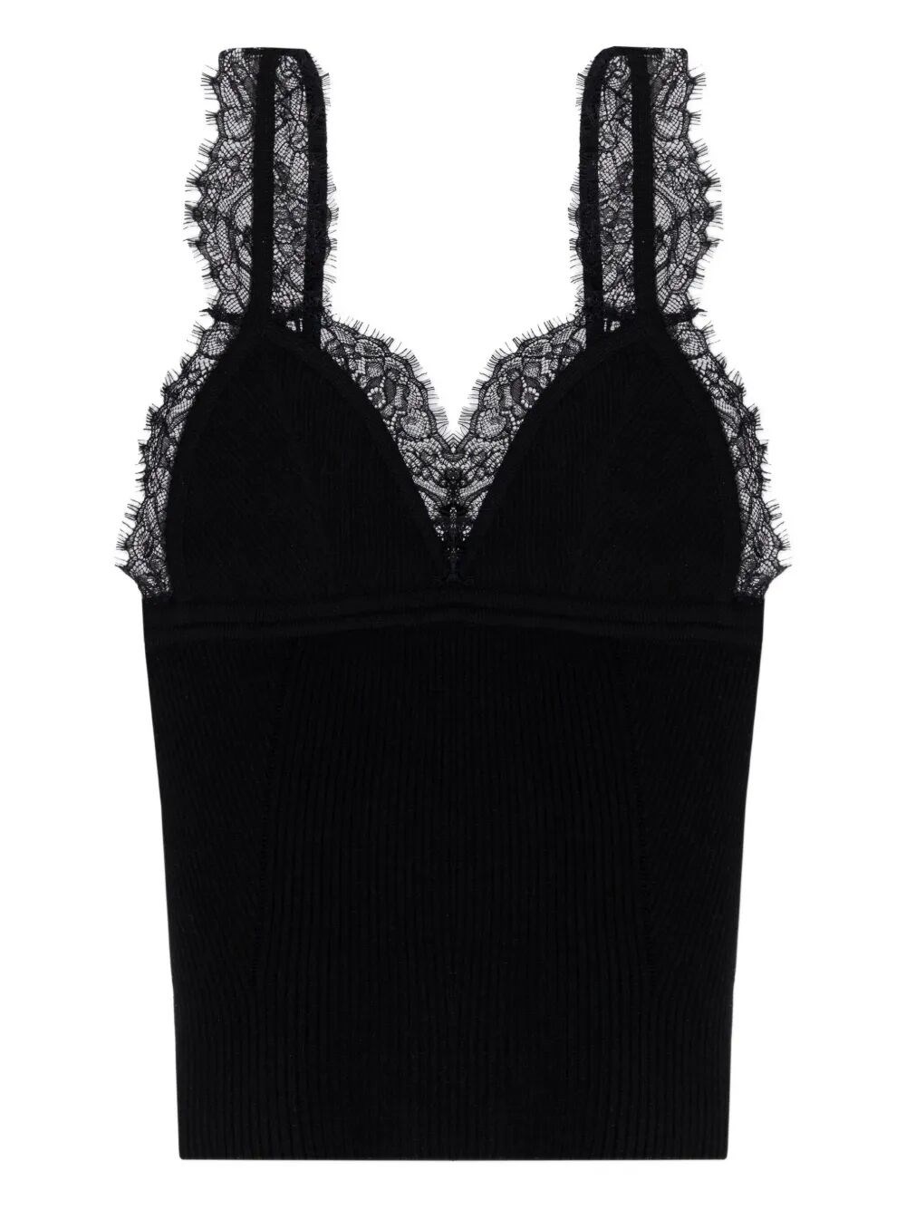 Blumarine Lace-trimmed Ribbed Top