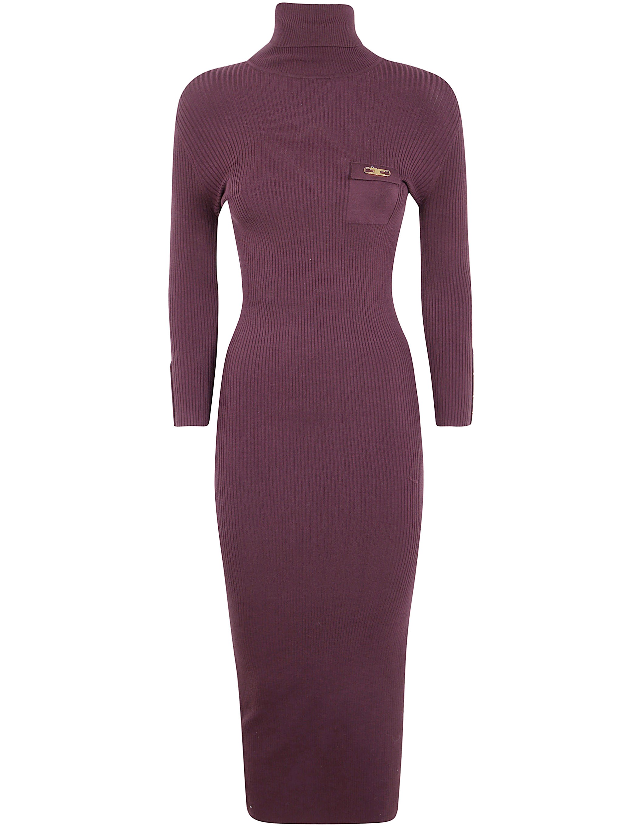 ELISABETTA FRANCHI Turtleneck Ribbed Dress