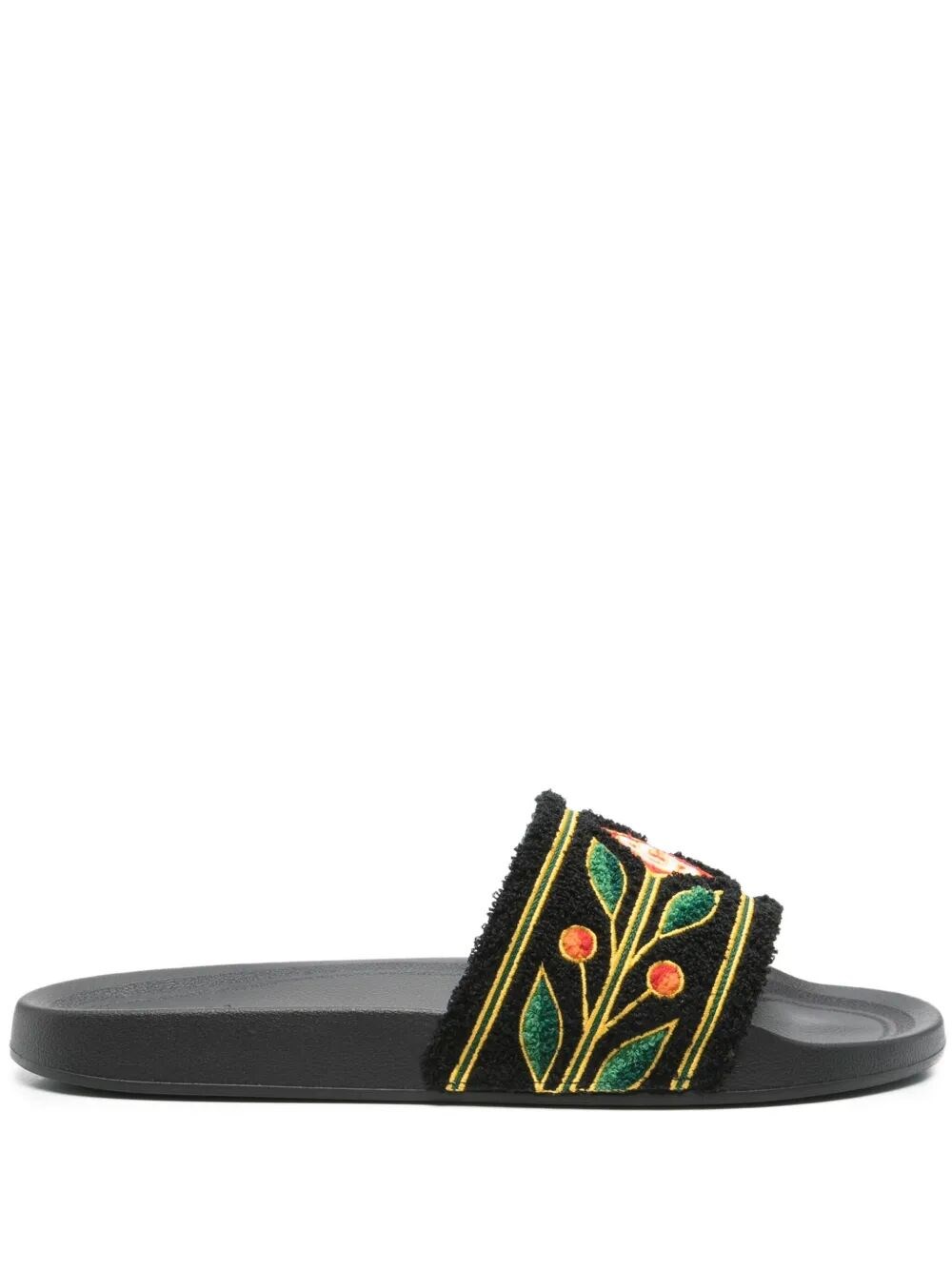 Casablanca Embroidered Terry Open Toe Flat Slippers In Multi