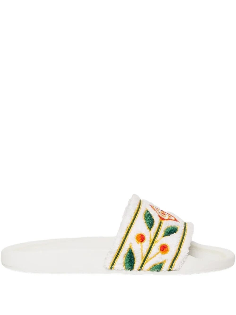 Casablanca Embroidered Terry Strap Flat Sole Sliders In Multi
