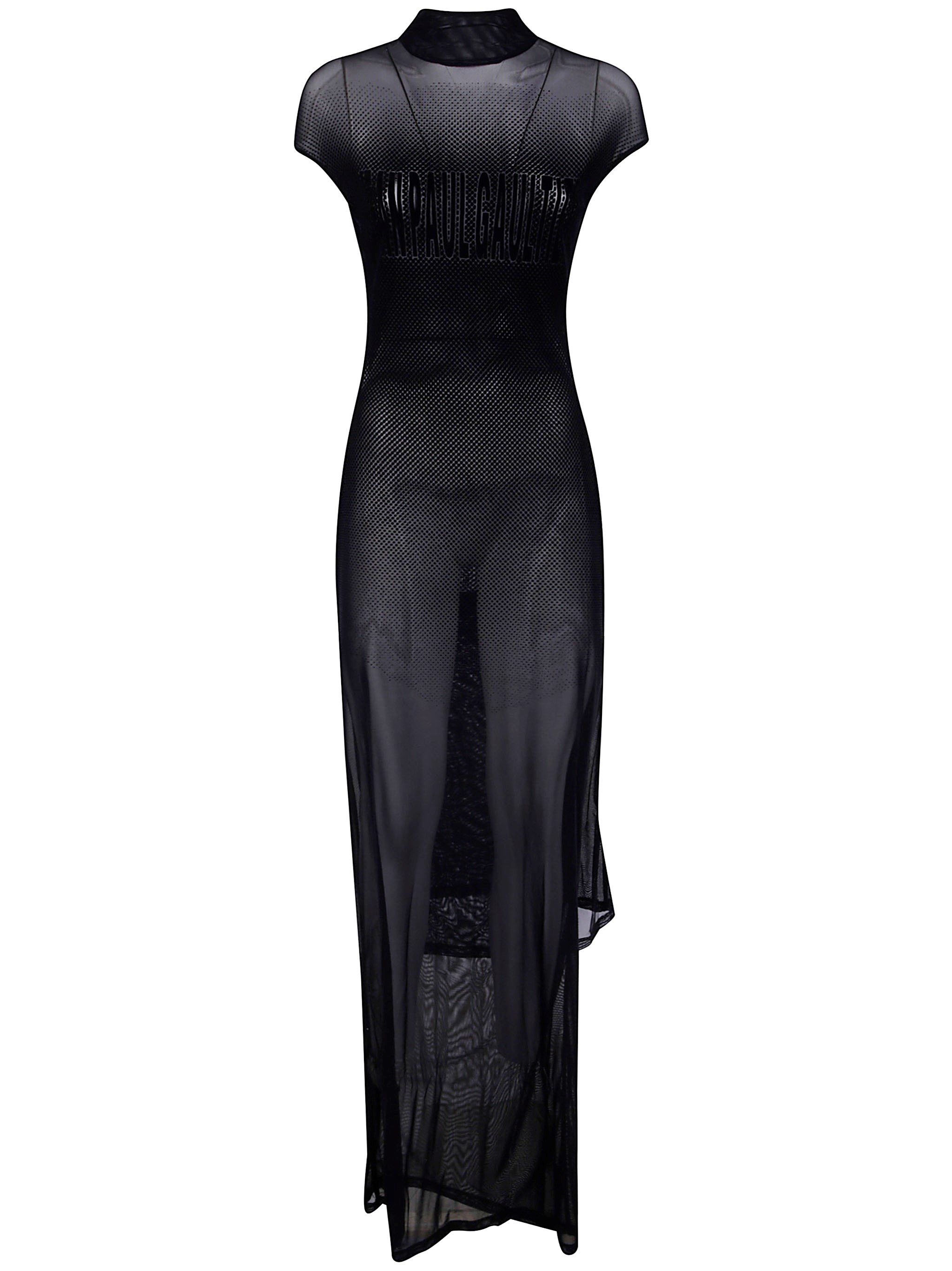 JEAN PAUL GAULTIER Mesh Sleeveless Long Dress With Velvet Flock "Jean
