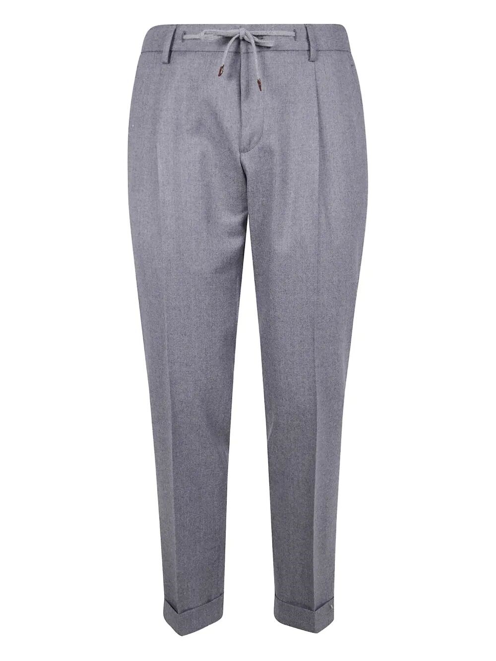 Barba Napoli Barba "rome" Flannel Drawstring Chino Trousers In Gray