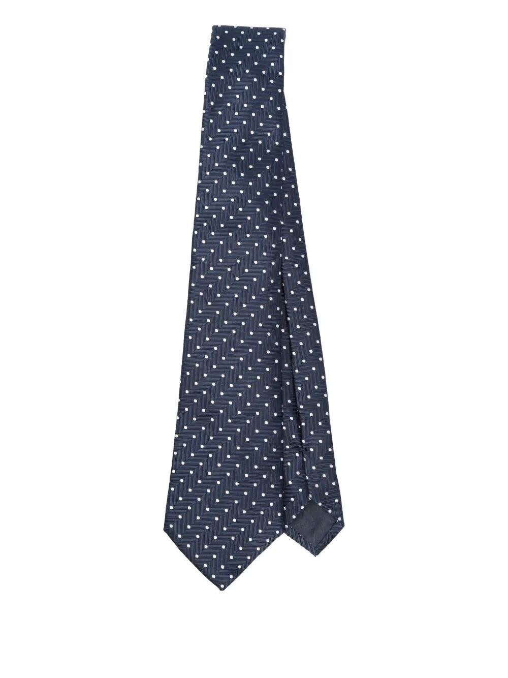 Giorgio Armani Herringbone-patterned Silk Tie In Blue